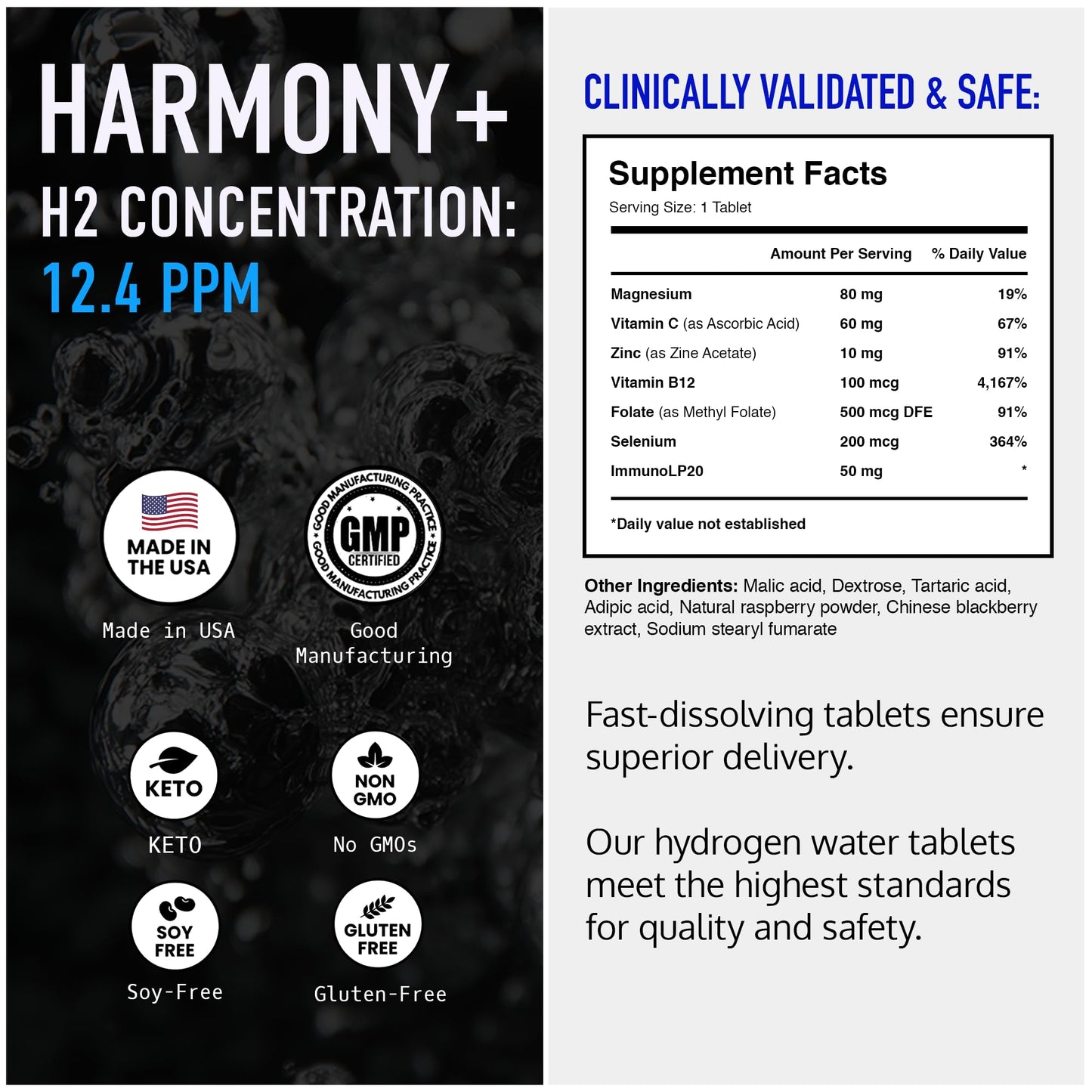 DRINK HRW Harmony+ Molecular Hydrogen Water Tablets Raspberry, 30 Count