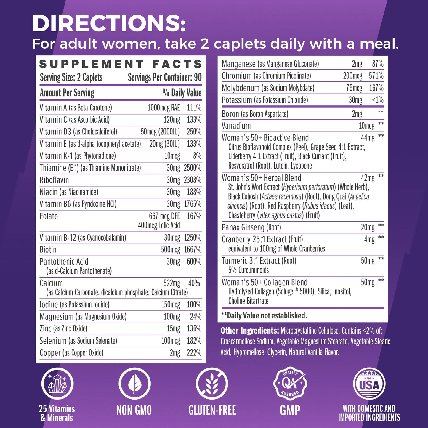 Vitamin World Ultra 360 Multivitamin for Women 50 Plus, Menopause Support Caplet 180