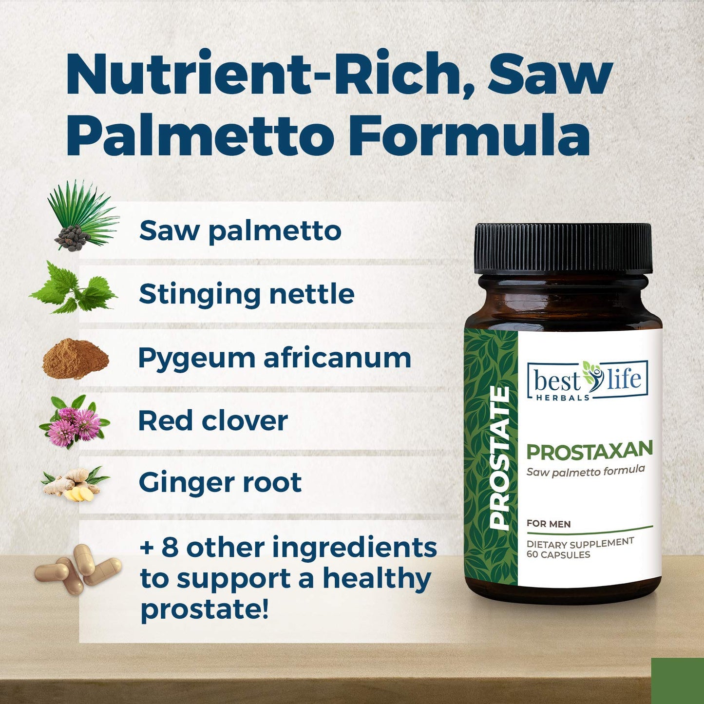 Best Life Herbals ProstaXan Saw Palmetto Supplement for Men’s Prostate and Bladder Health Capsule, 2 Bottles
