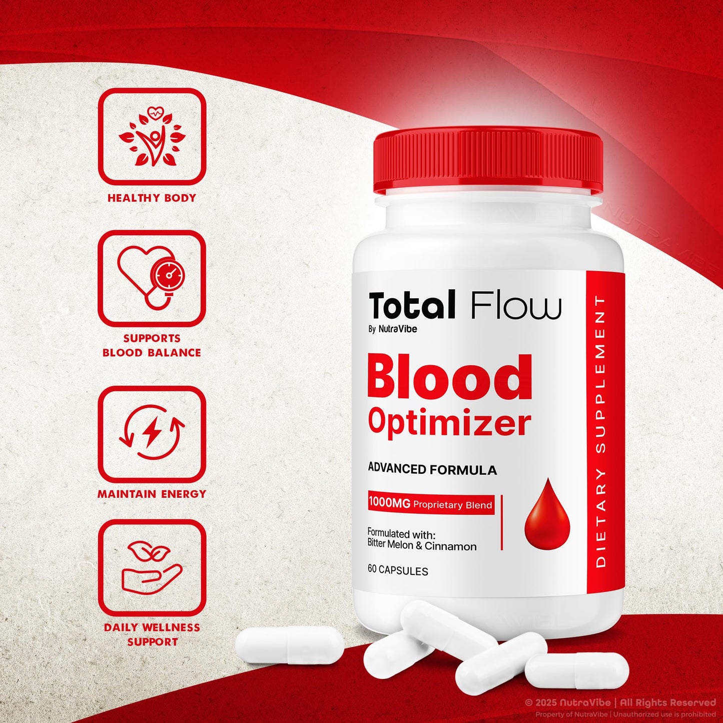 NutraVibe Total Flow Blood Balance Capsule, 60 Capsules