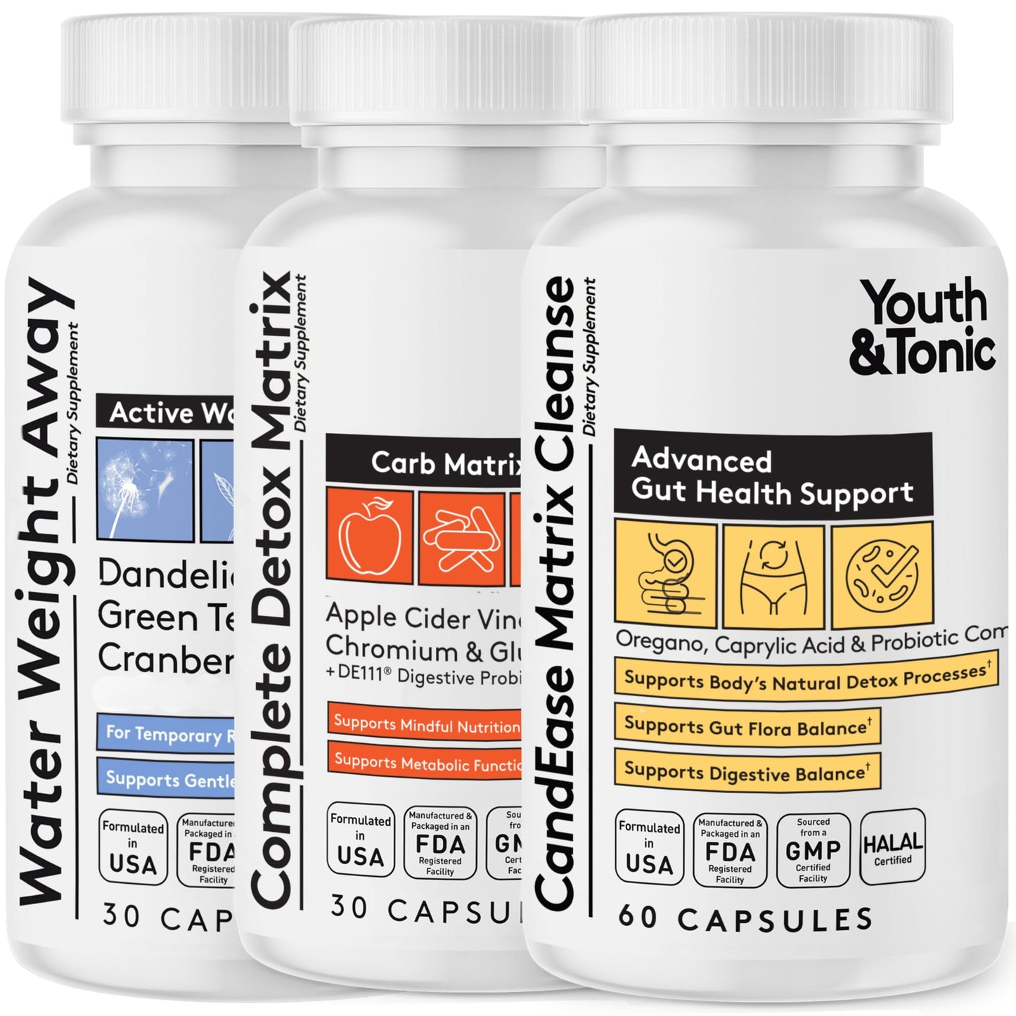 Youth & Tonic Whole Body Cleanse Detox Complete Matrix Capsules, 180 Capsules