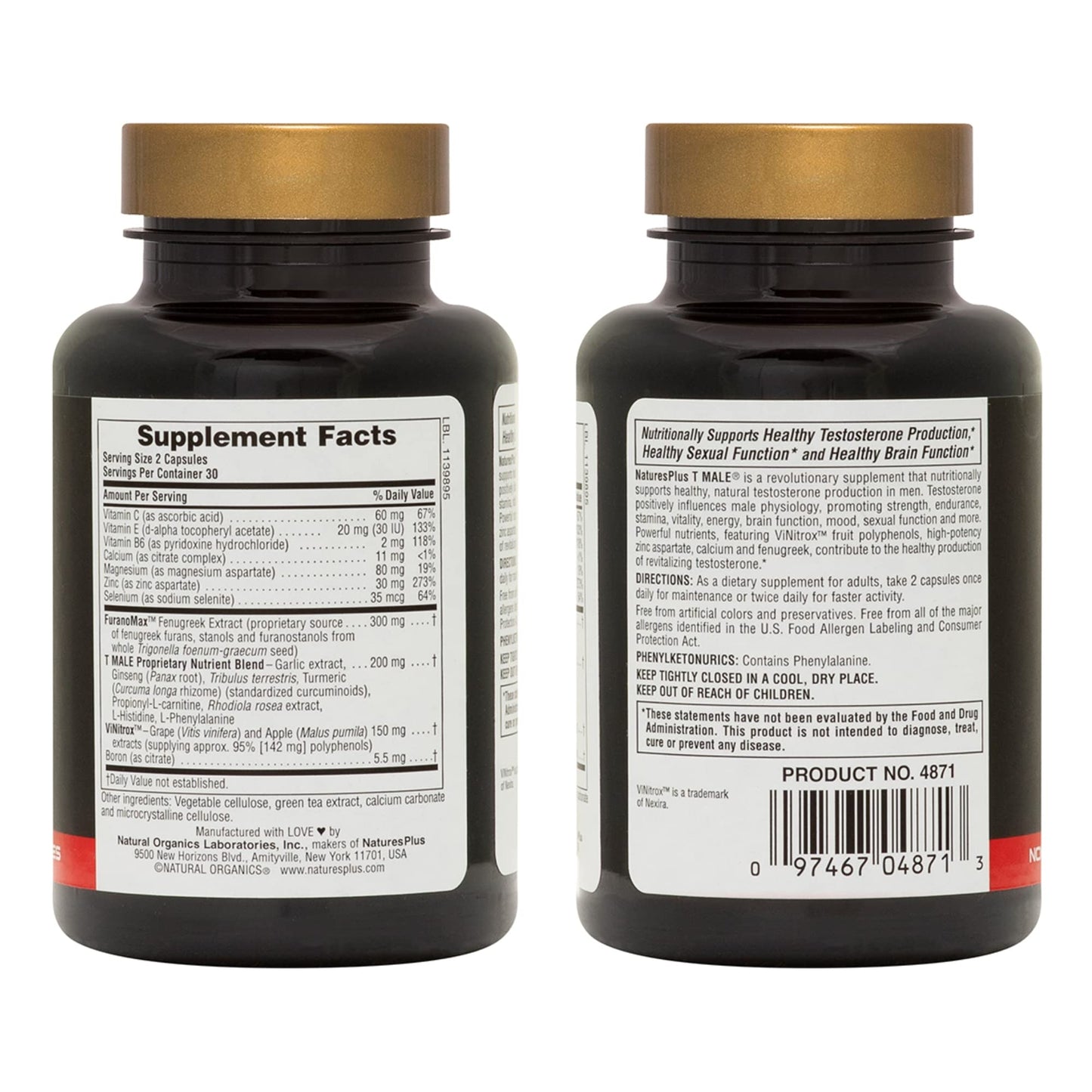 NaturesPlus T Male Capsules, 60 Count