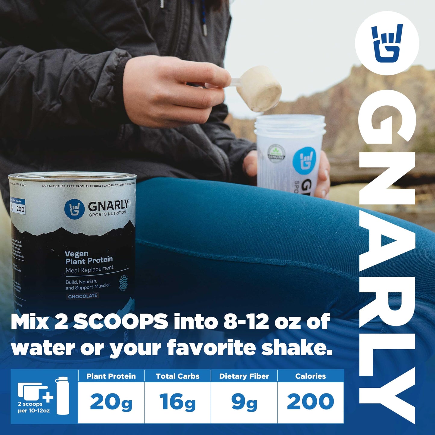 Gnarly Nutrition Vegan Plant Protein Powder – Chocolate, 2 lb, 32 Servings