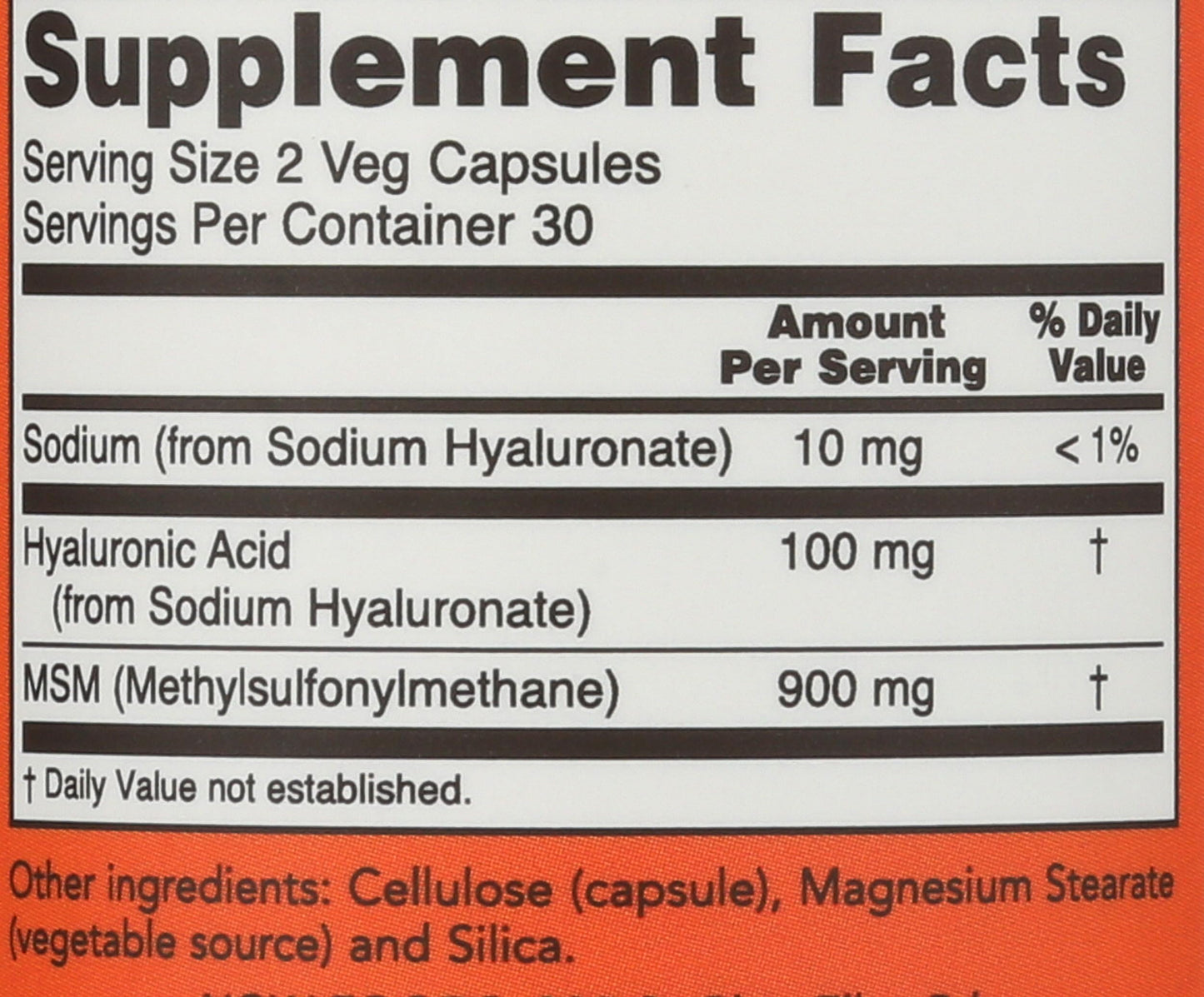 NOW Foods Hyaluronic Acid MSM Capsule 60 Capsules