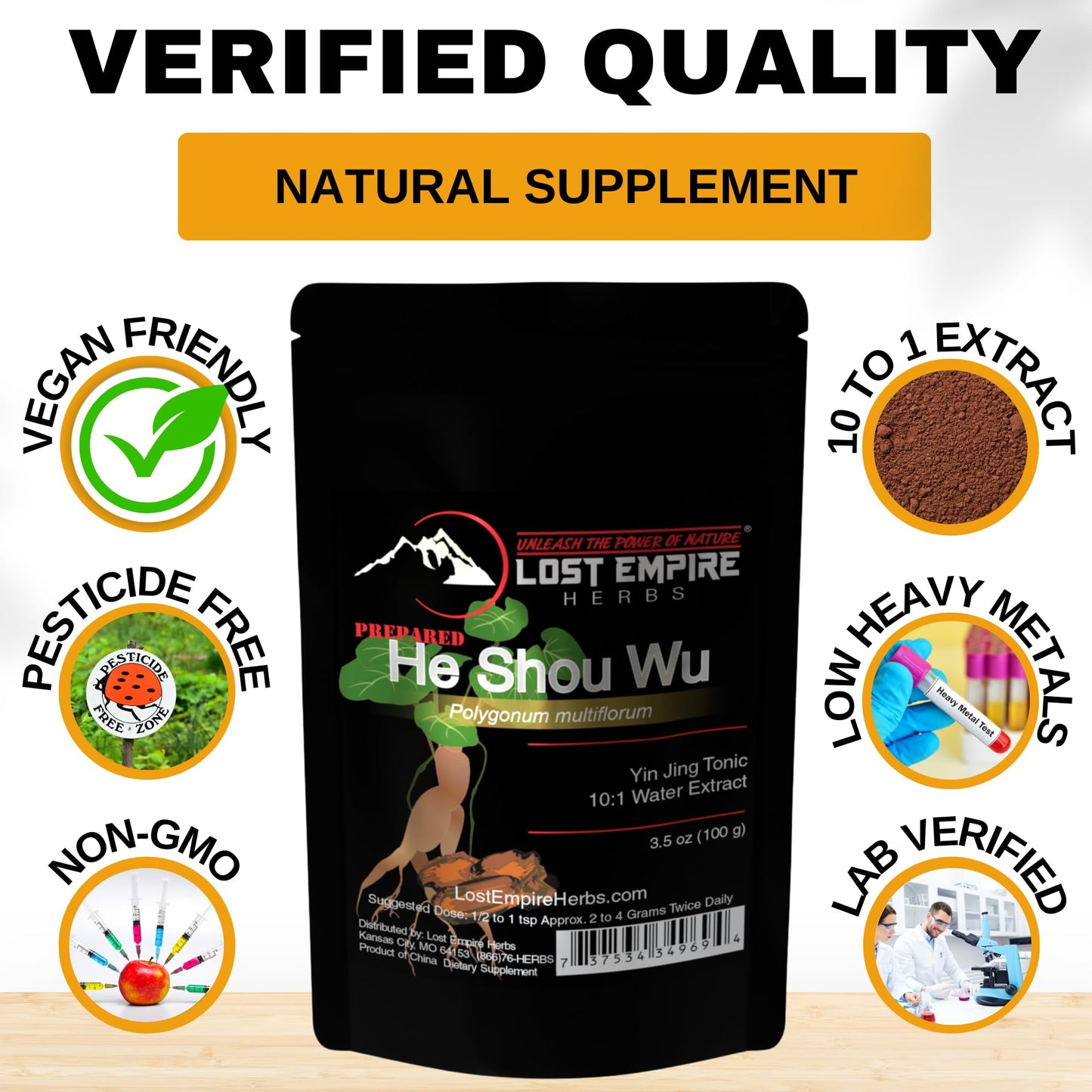 Lost Empire Herbs He Shou Wu 10:1 Extract Powder, 3.5 Ounce