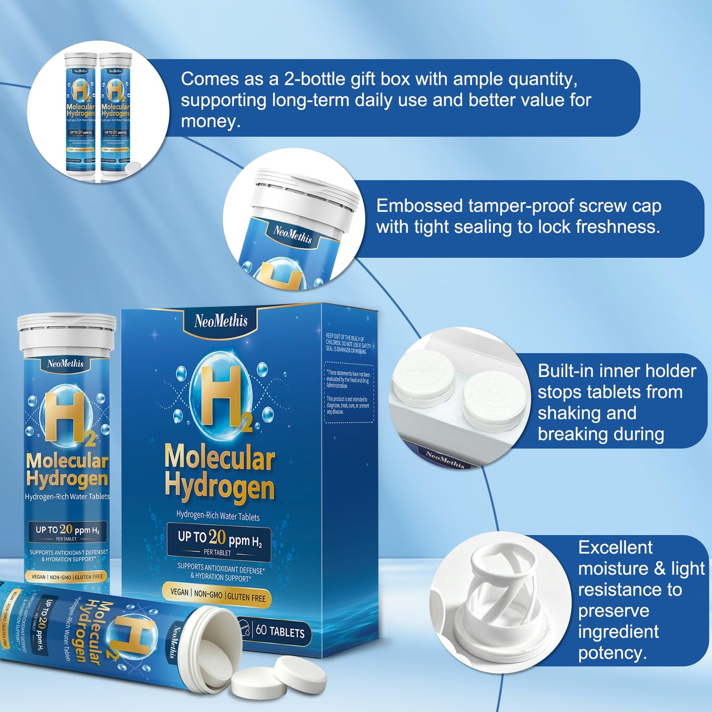 NeoMethis Hydrogen Water Tablets 60 Tablets