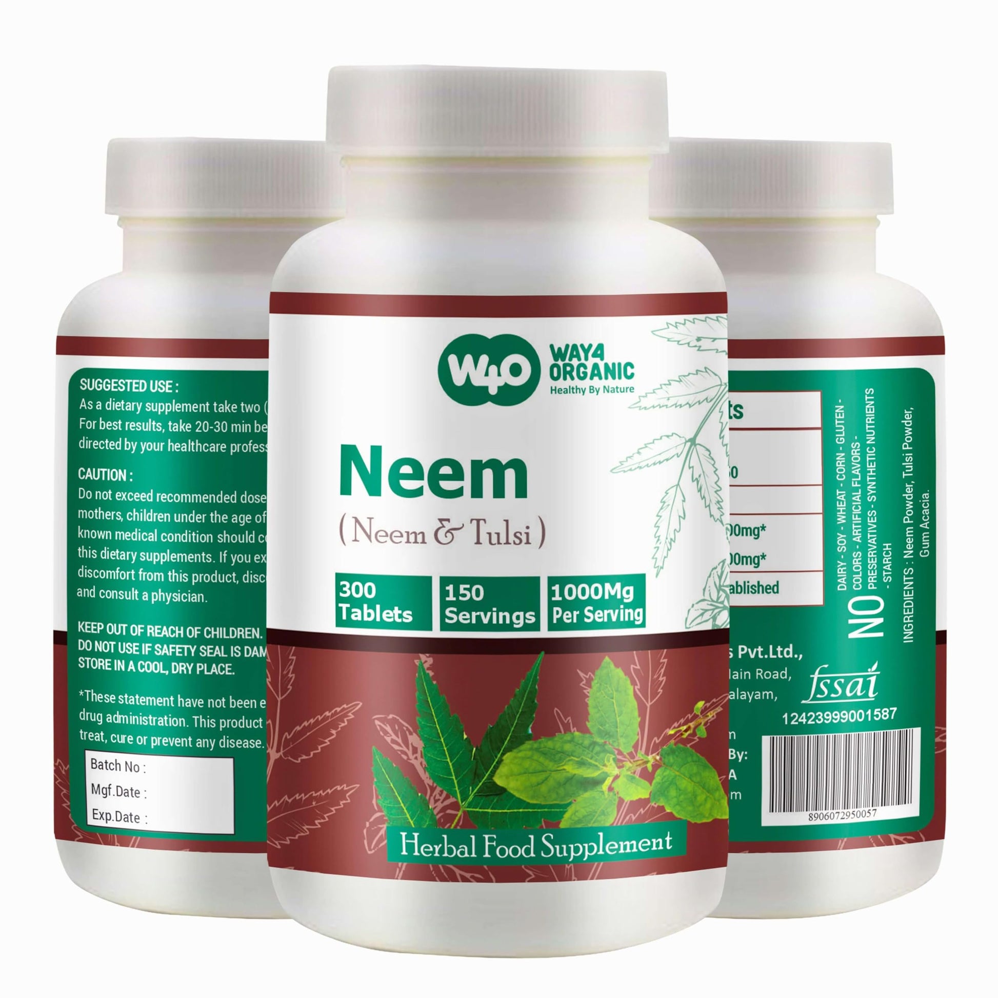 WAY 4 ORGANIC W4O Neem Tulsi Tablets, 1 Tablet