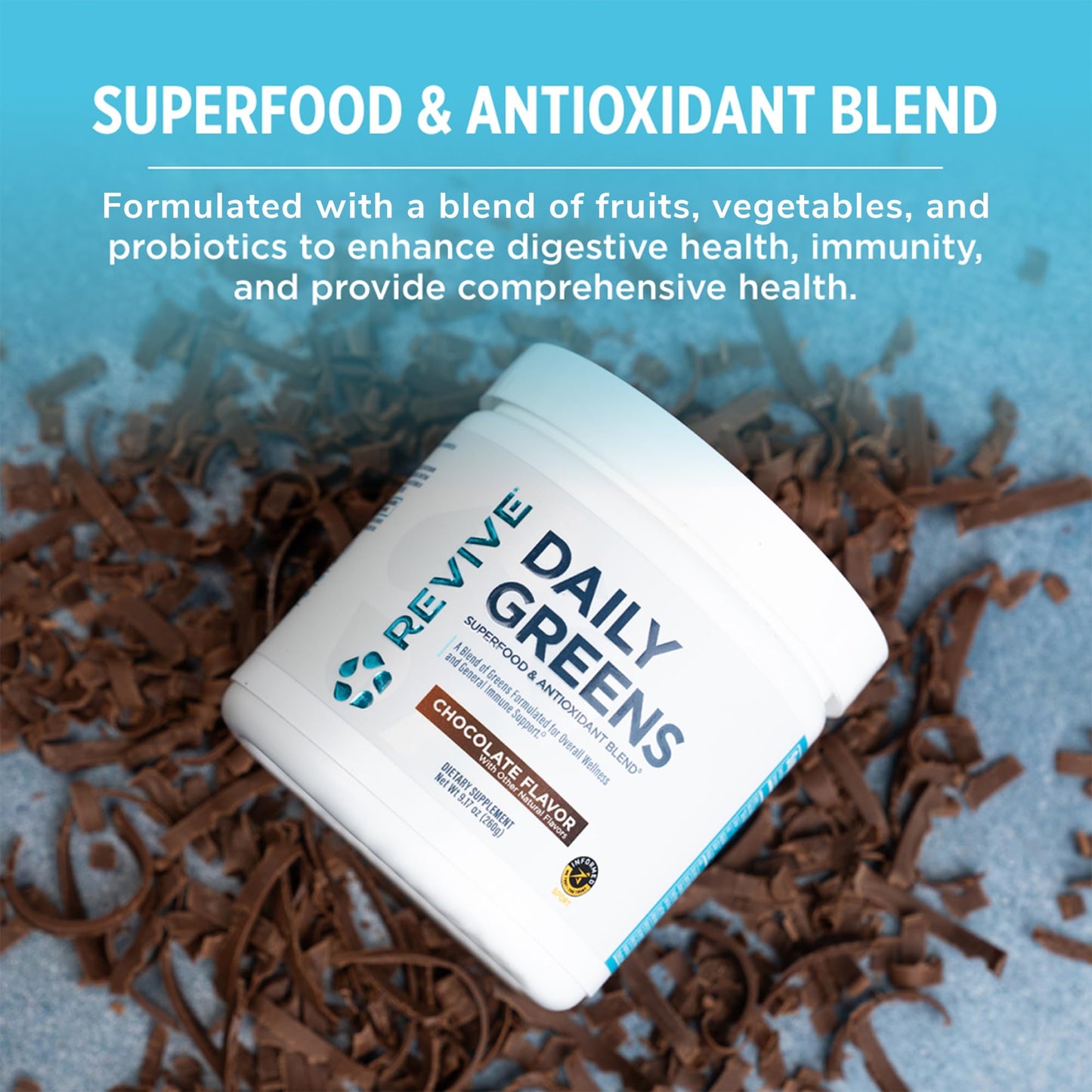 Revive Daily Green Powder Superfood (Chocolate) Powder, 30 Servings