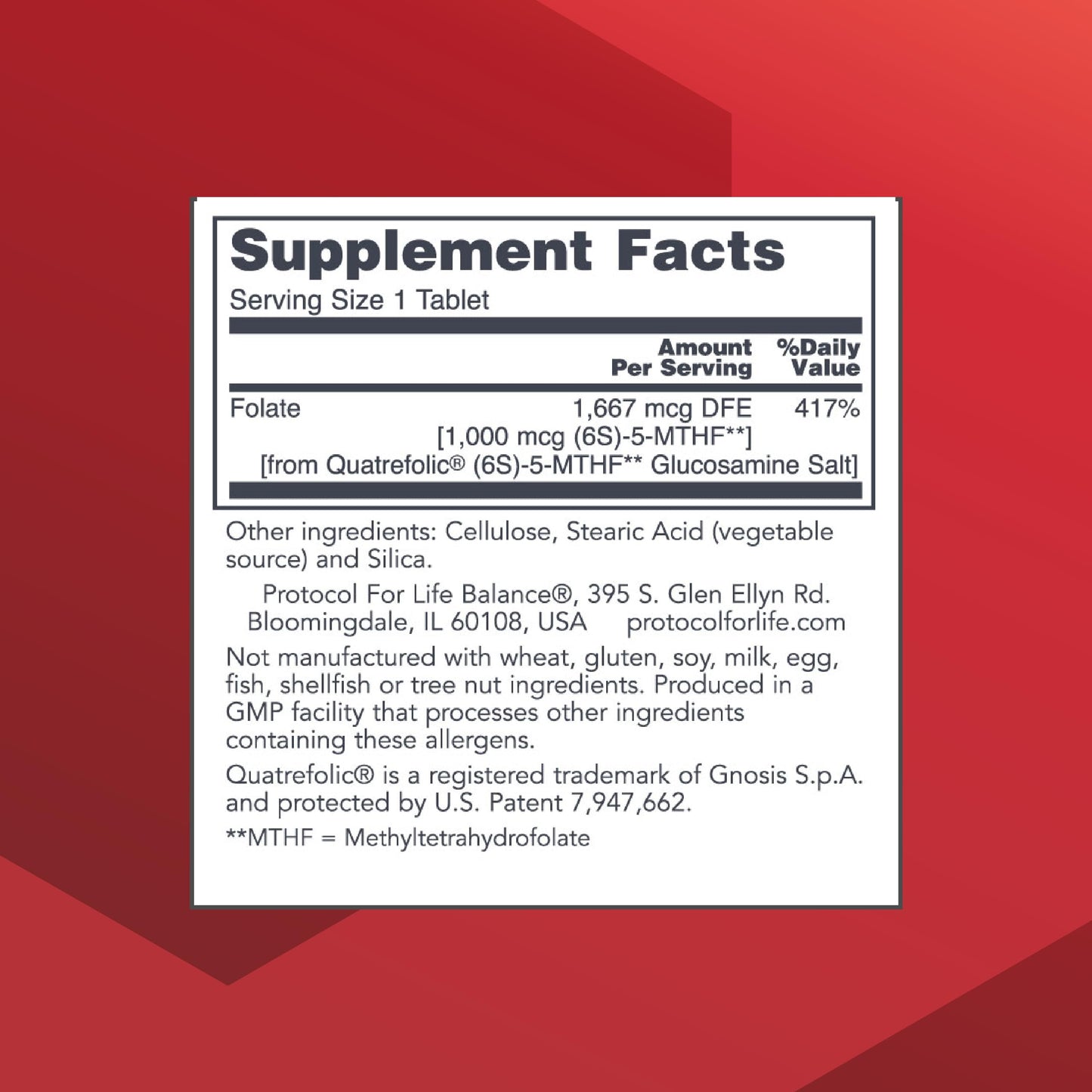 PROTOCOL FOR LIFE BALANCE 5-Methylfolate 1,000mcg Tablet, 90 Count