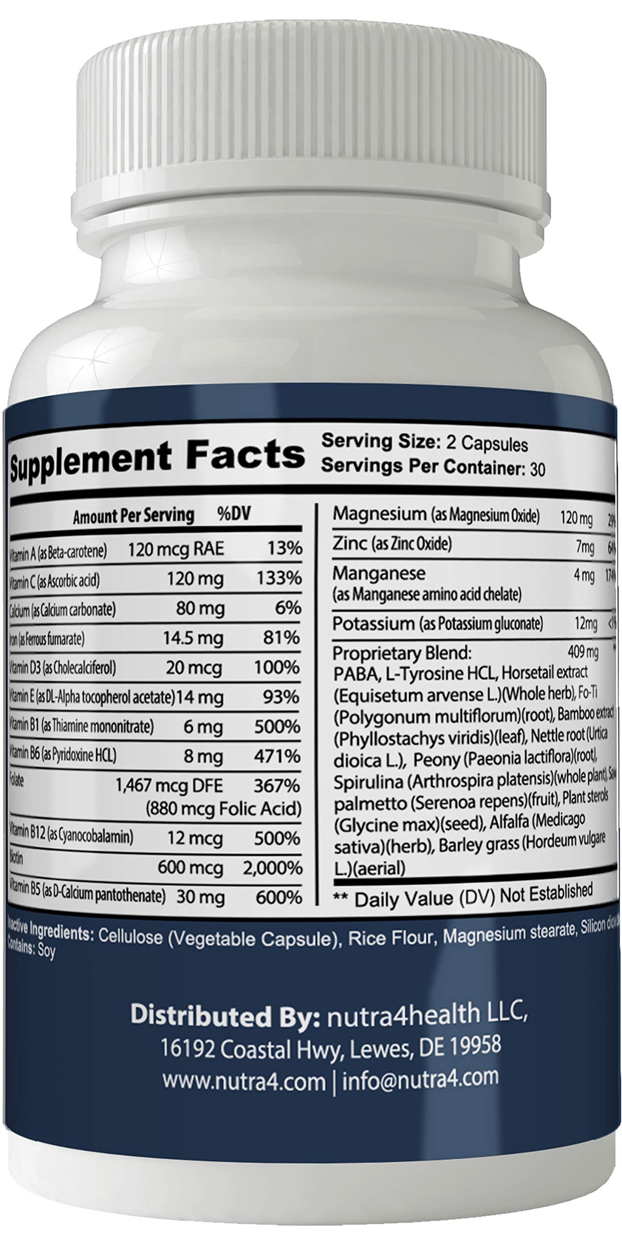 nutra4health LLC Revifol Hair Skin and Nails Supplement with Biotin 60 Capsules
