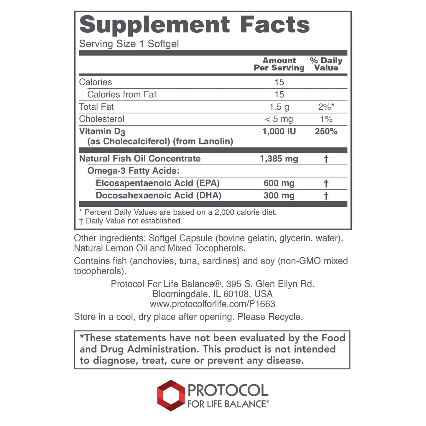 PROTOCOL FOR LIFE BALANCE Ultra Omega 3-D Softgels 90 Count