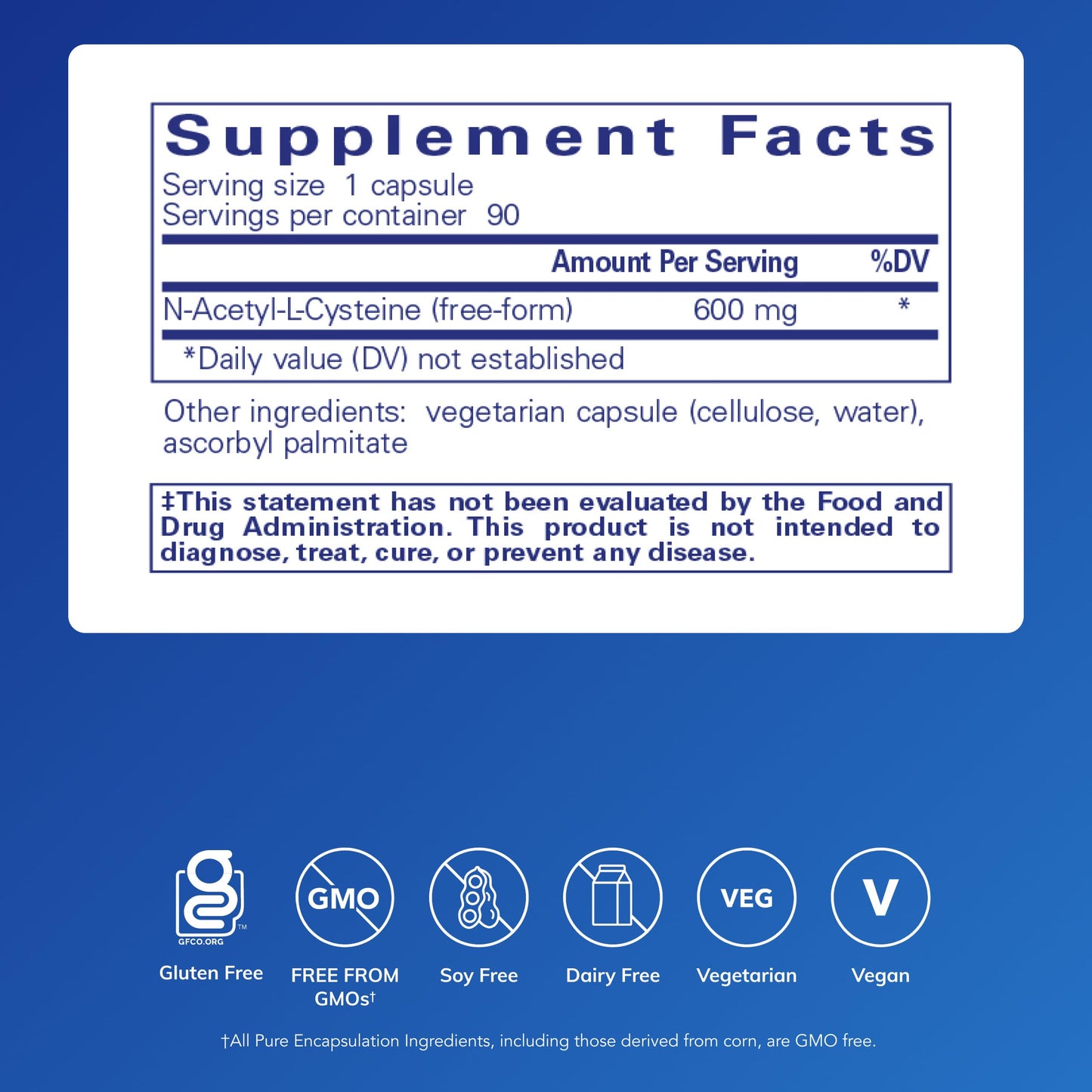 Pure Encapsulations NAC 600 mg N-Acetyl Cysteine Capsules 90 Count