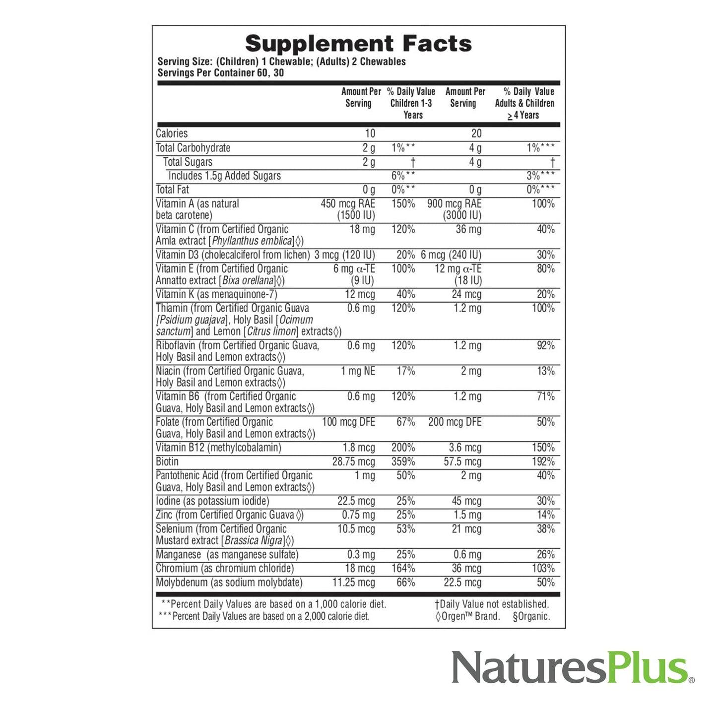 Nature's Plus Source of Life Garden Family Multivitamin Chewables 60 Count