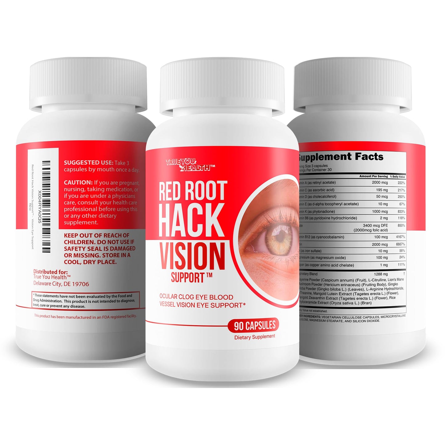 True You Health Red Root Hack Vision Supplement Capsule 90 Count