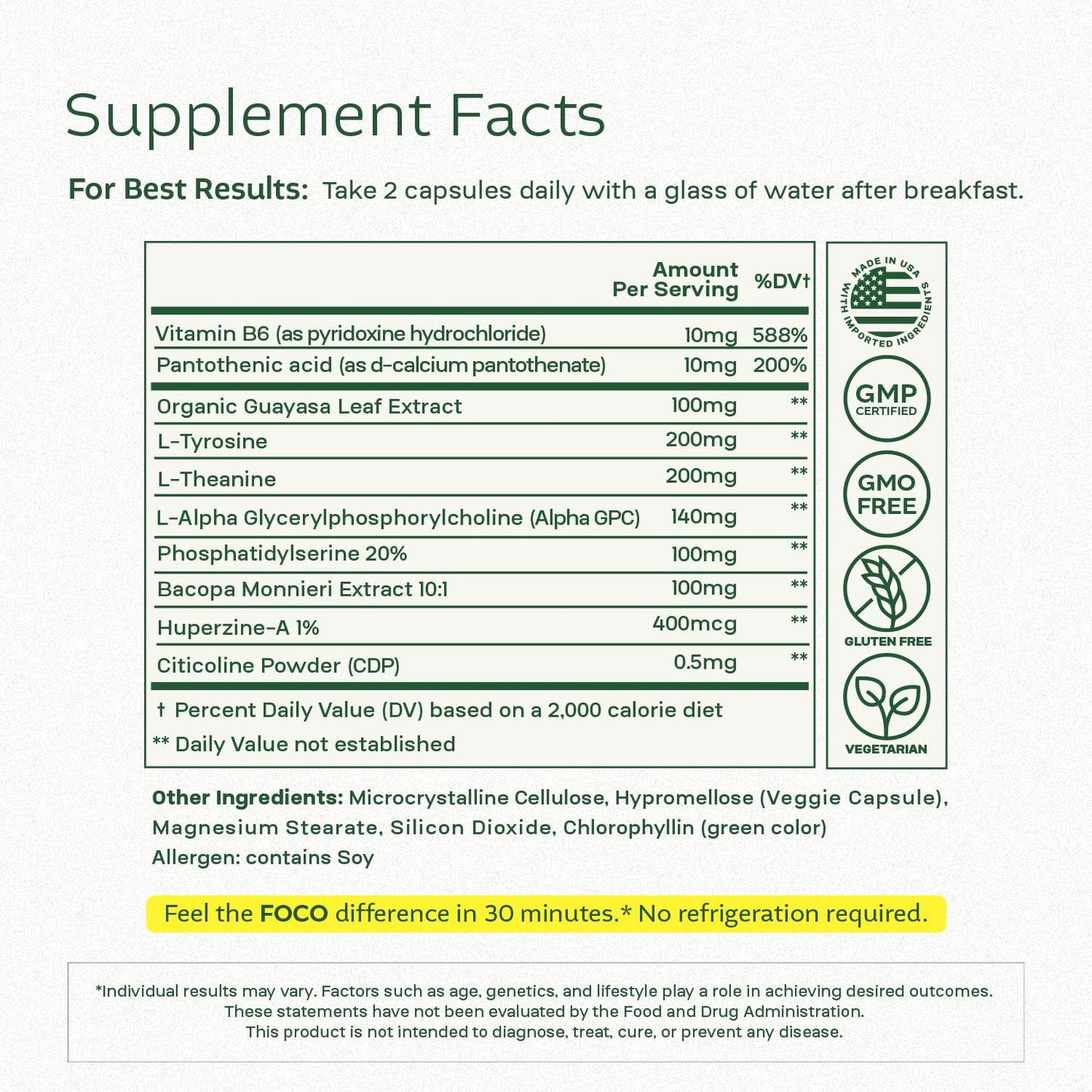 Think FOCO Natural Focus Nootropic Capsules, 120-count