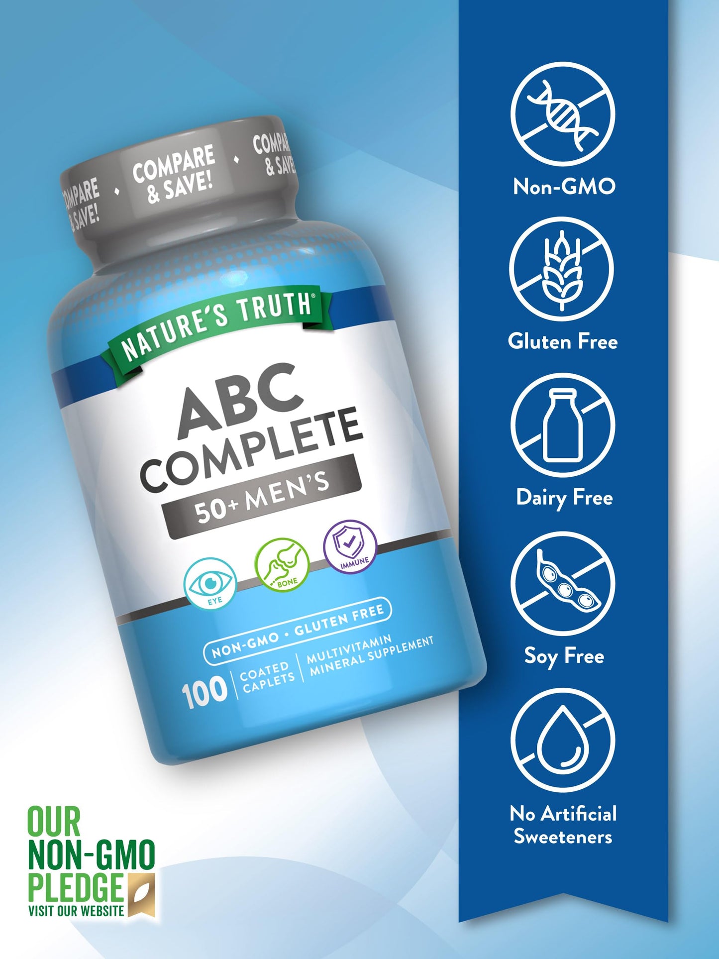 Nature's Truth Men's 50+ Multivitamin Caplets 100 Count