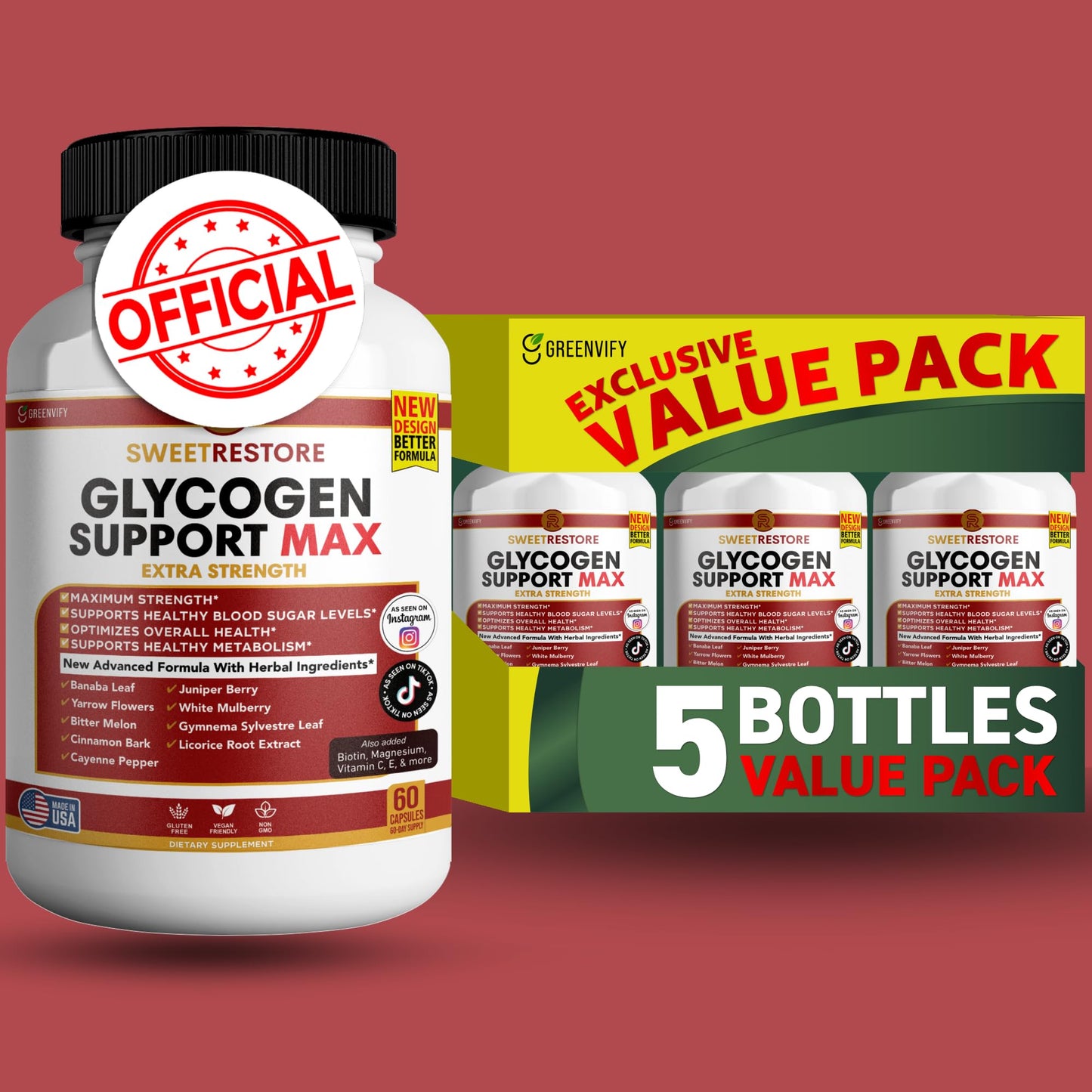 GREENVIFY Sweet Restore Glycogen Support 300 Capsules