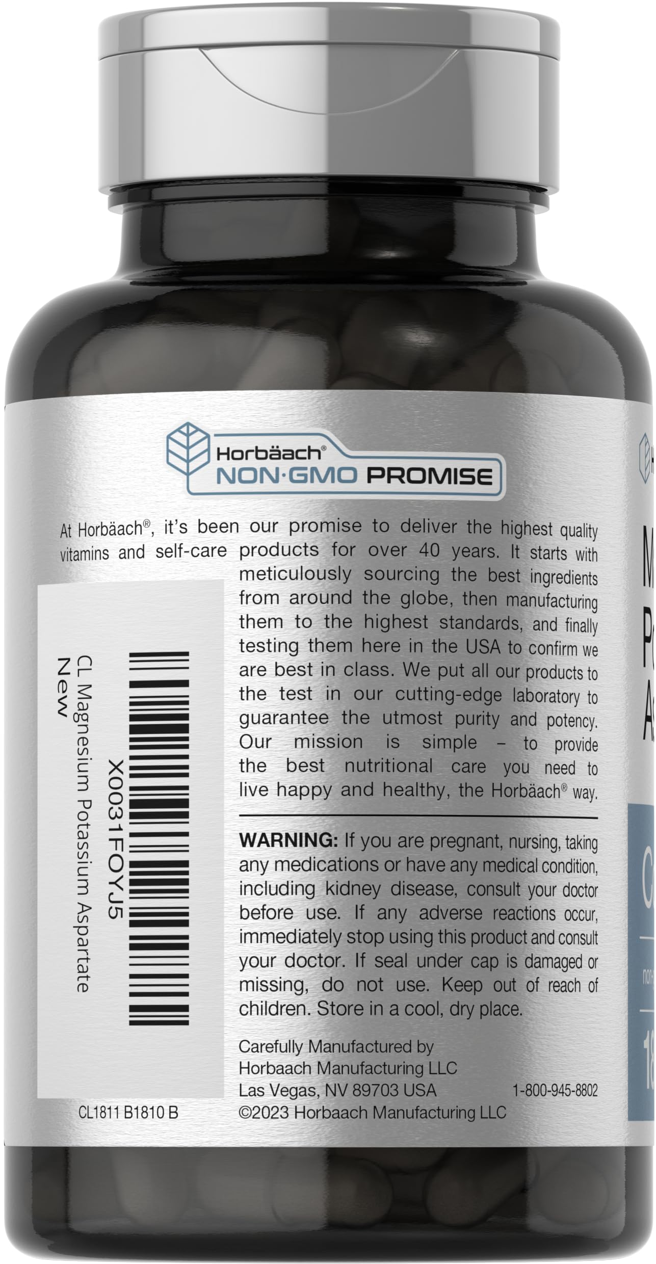 Horbäach Magnesium Potassium Aspartate Complex Capsules 180 Count