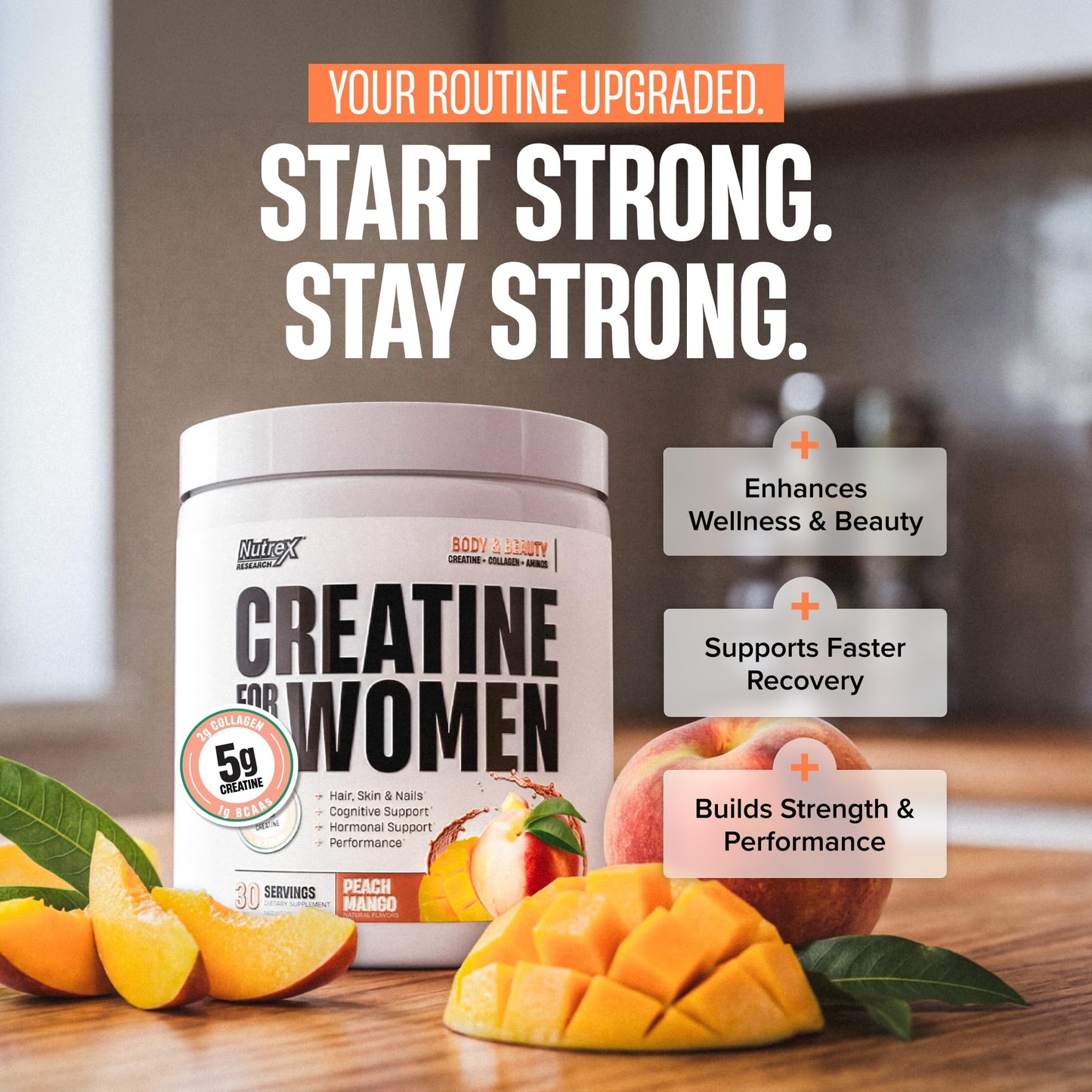 Nutrex Research Creatine for Women Booty & Beauty – Peach Mango Powder, 13 Ounce
