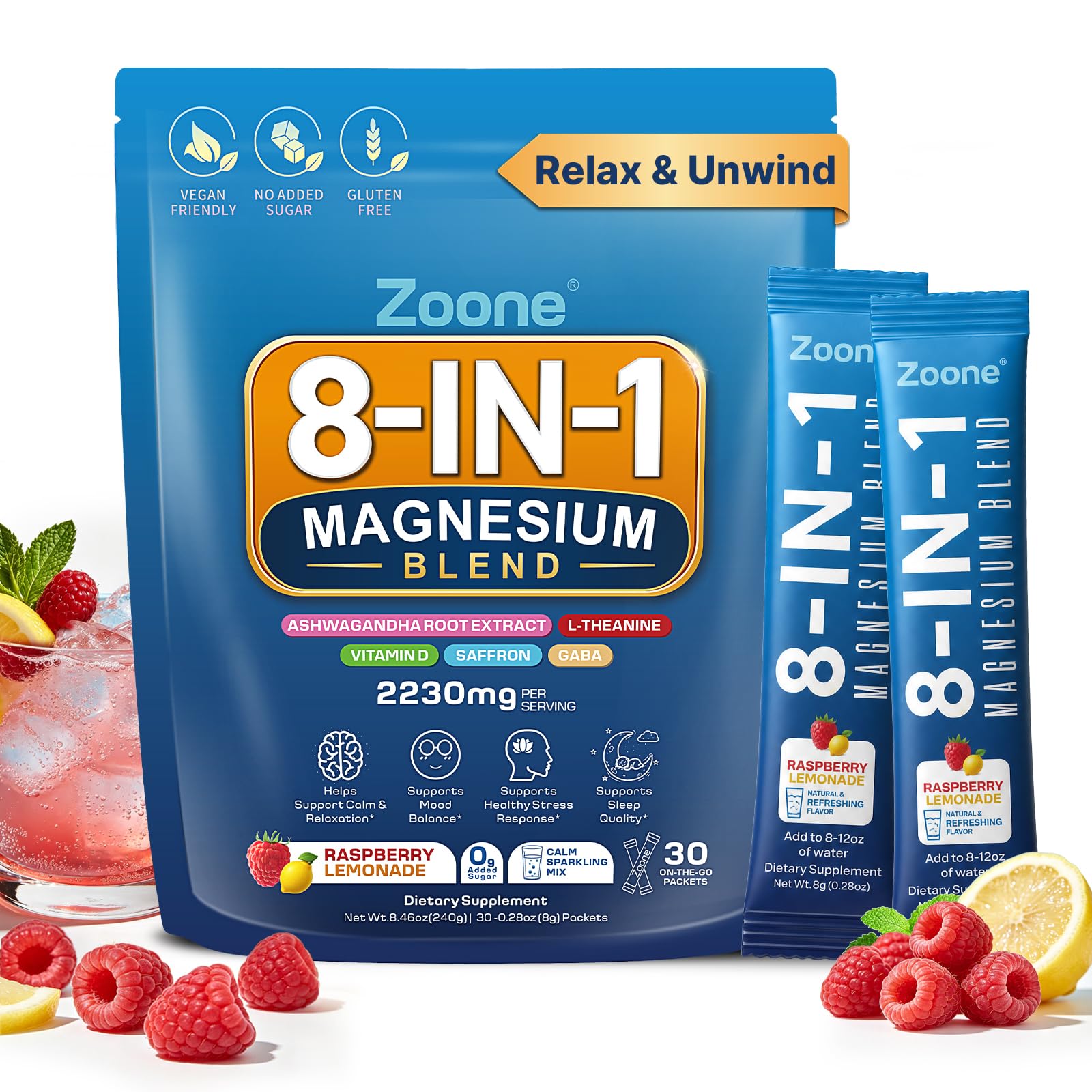 Zoone Calm Magnesium Glycinate Powder, 9.9 Ounce