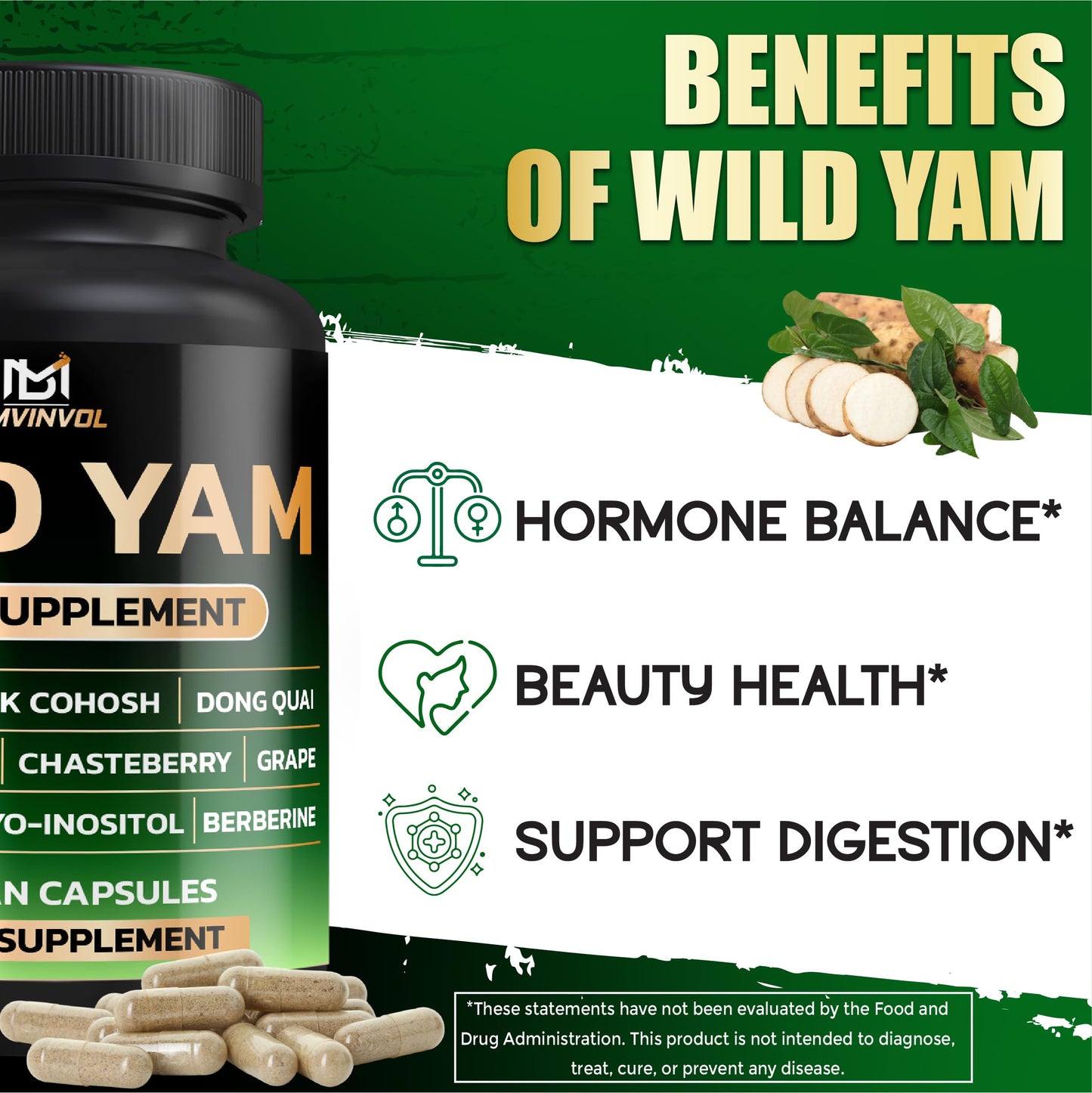 BMVINVOL Wild Yam Supplement 90 Capsules