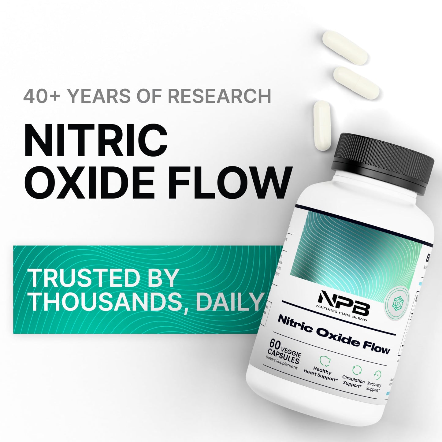 Nature's Pure Blend Nitric Oxide Supplements for Men – L-Arginine L-Citrulline – Heart Support & Flow Circulation Booster – 1500mg L-Arginine and L-Citrulline, 60 Capsules