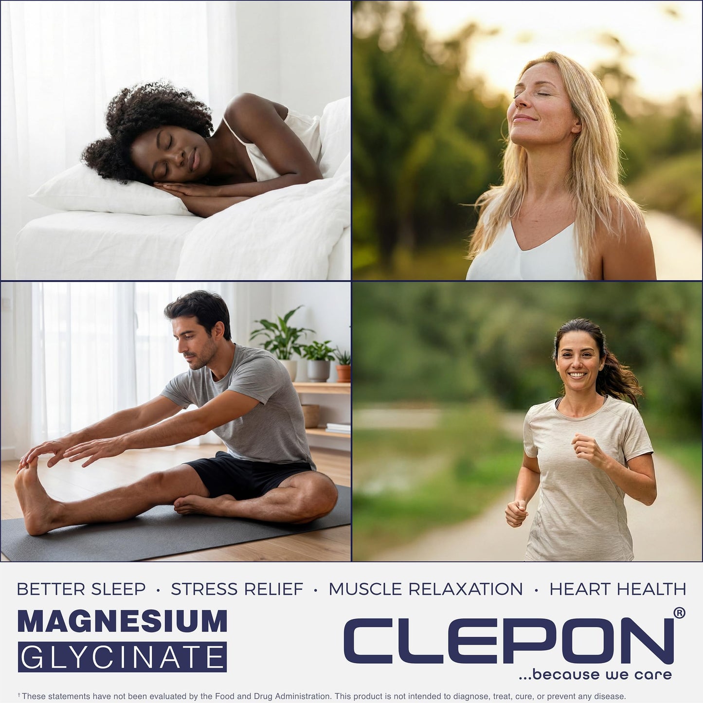 CLEPON Magnesium Glycinate 100mg Elemental Magnesium per Capsule, 60 Capsules