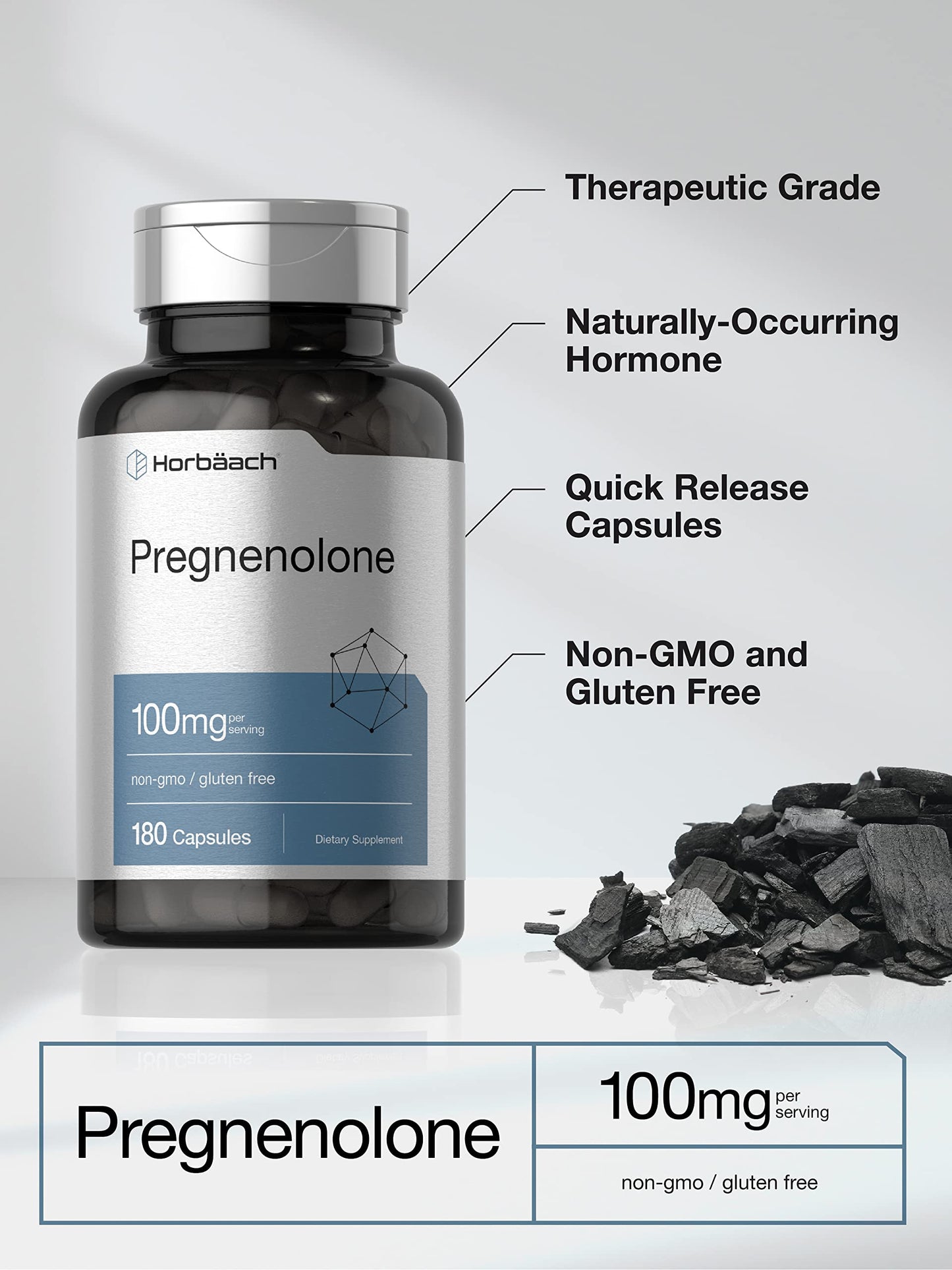 Horbäach Pregnenolone Supplement 100 mg Capsule, 180 Capsules