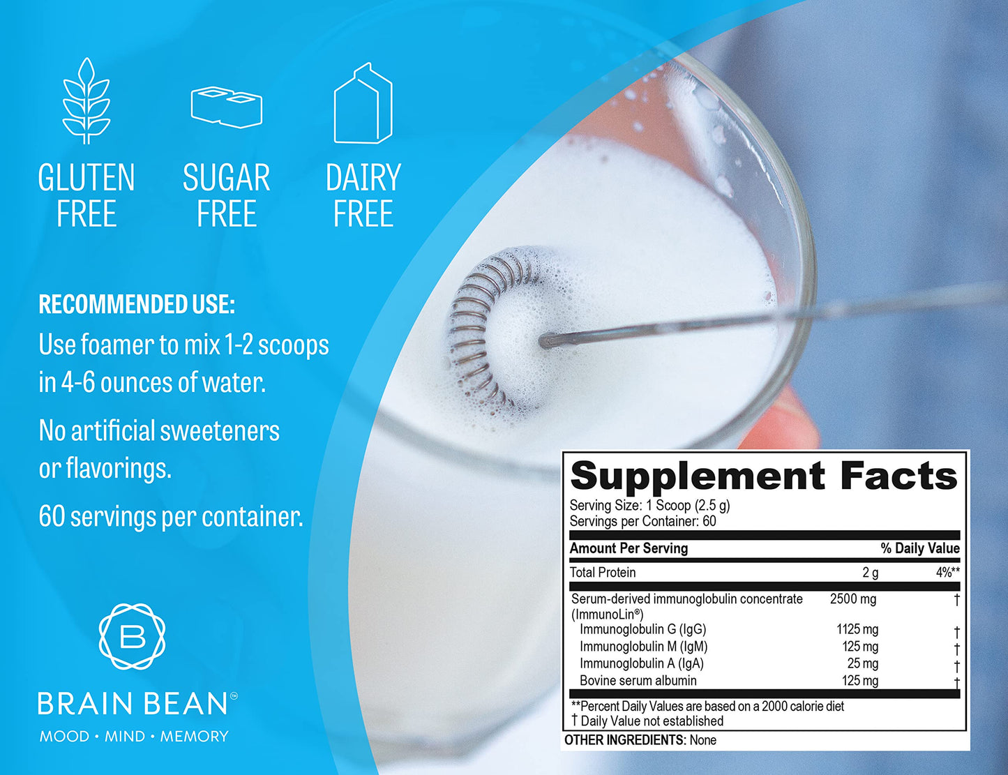Brain Bean Brain Basics Ultra Pure IgG Supplement Powder 5.29 Ounce