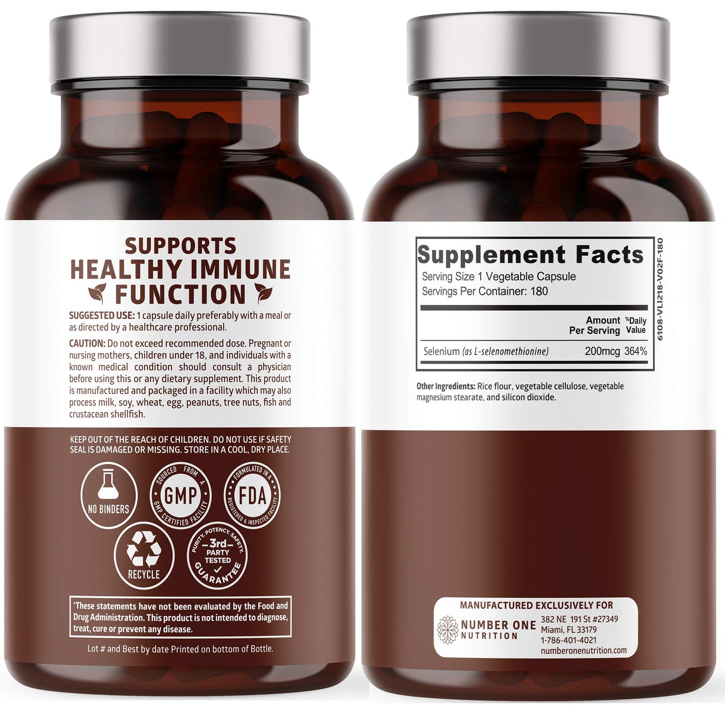 Number One Nutrition Selenium Capsules, 1 Count