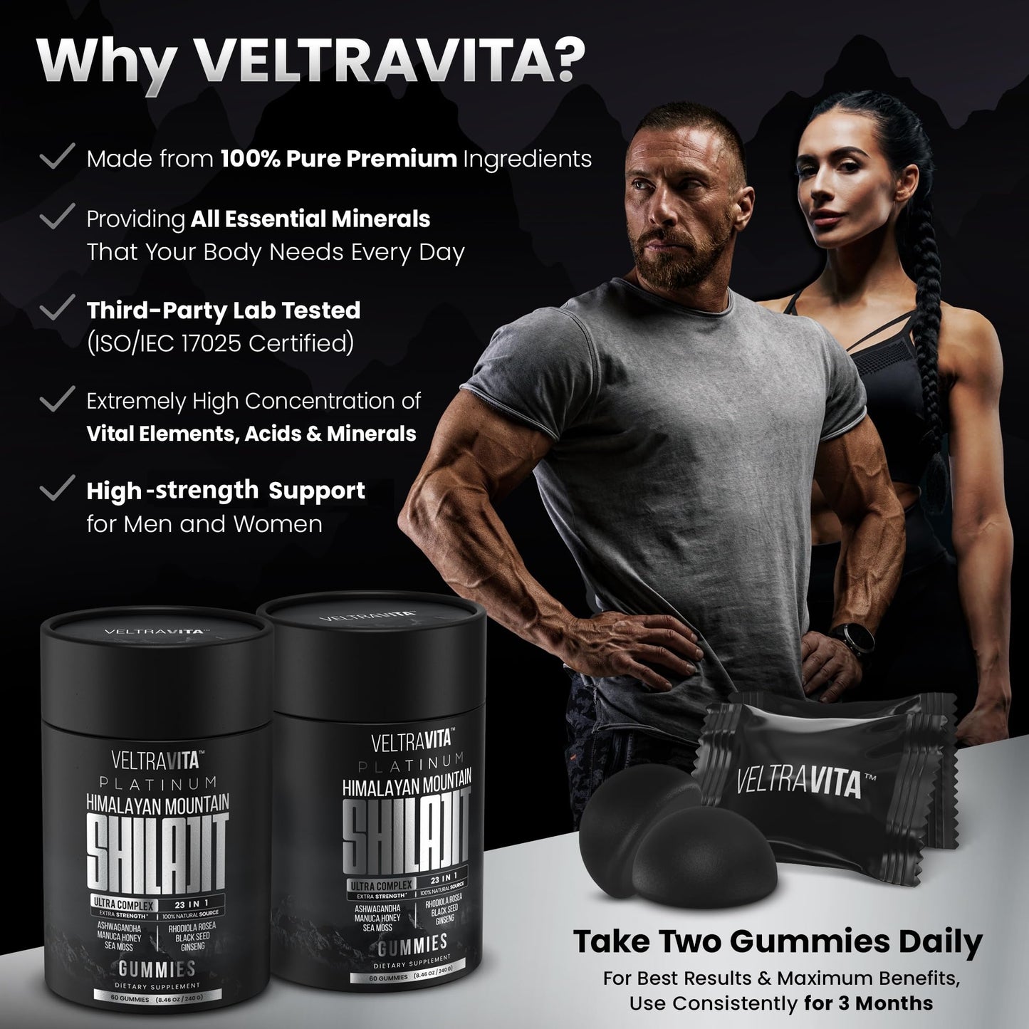 VeltraVita Himalayan Shilajit Gummies, 60 Gummies