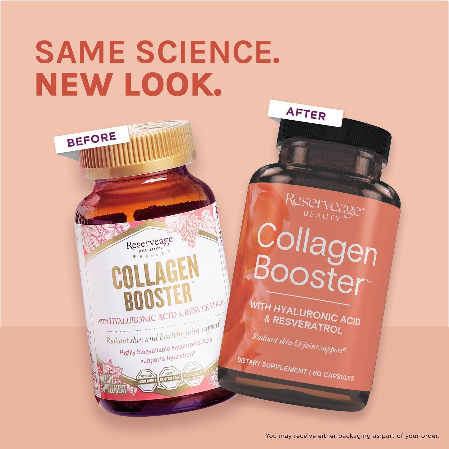 Reserveage Nutrition Ultra Collagen Booster & Keratin Hair Booster Capsules, 120 Count
