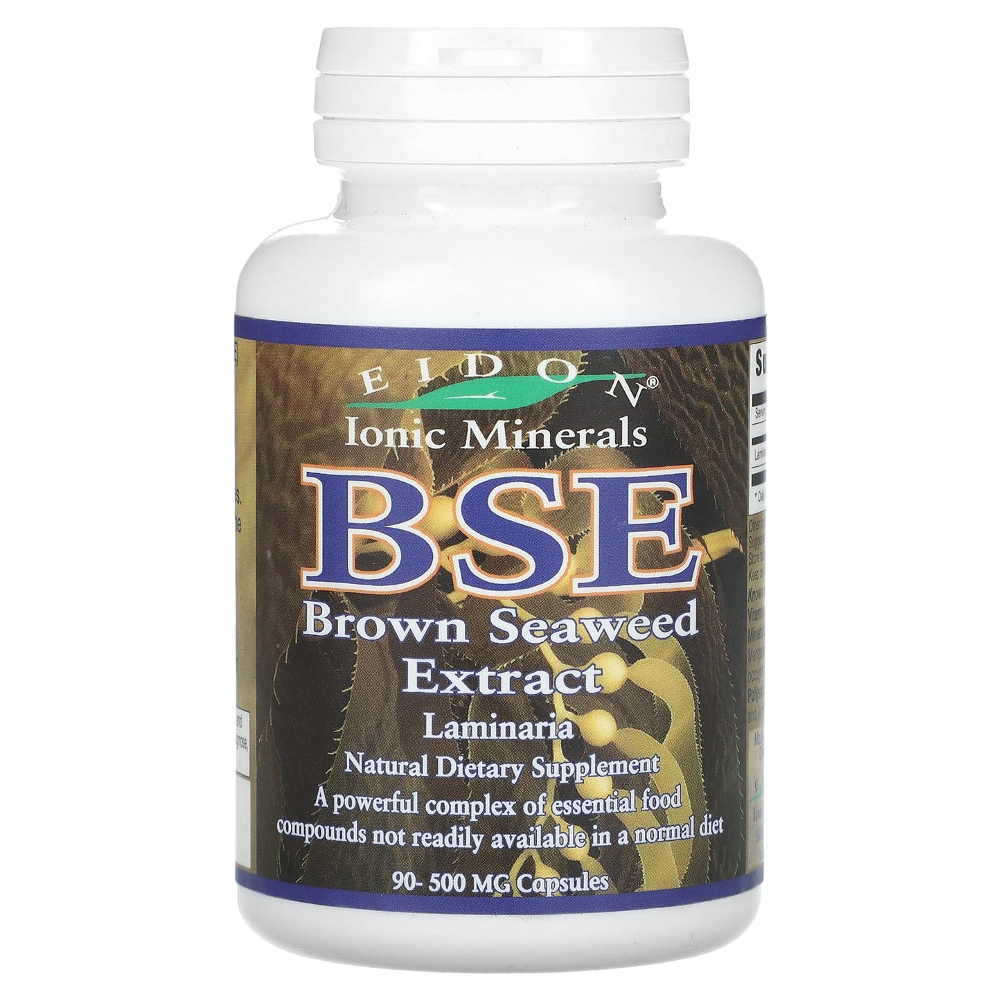Eidon Ionic Minerals BSE Brown Seaweed Extract 500 mg Capsules, 90 Count