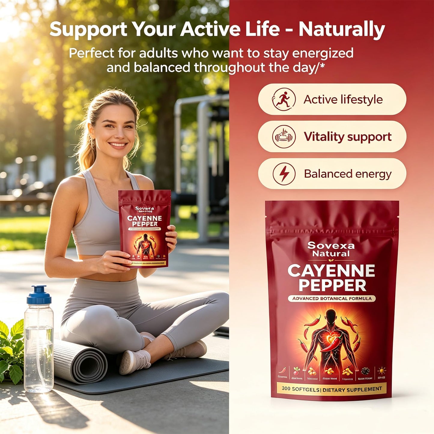 Sovexa Natural Cayenne Pepper Active Capsaicin Supplement Capsule, 1 Capsule