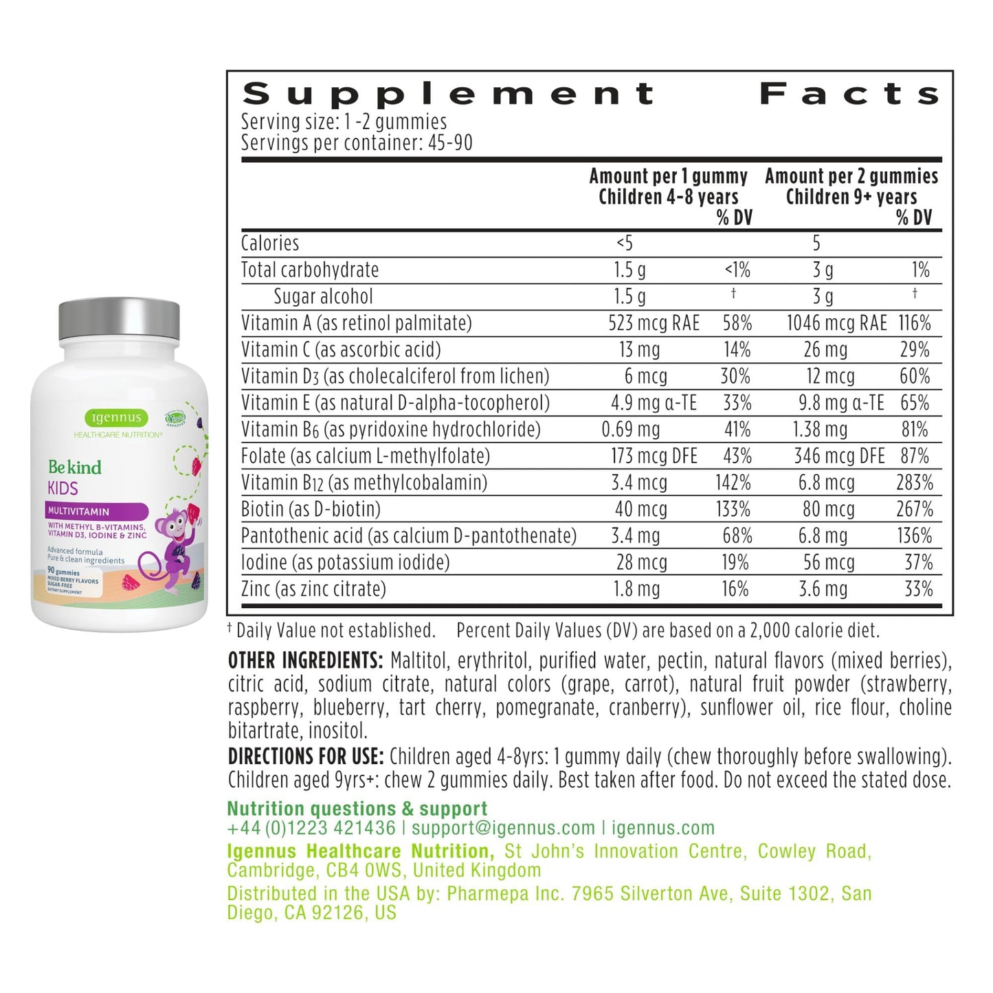 Igennus Healthcare Nutrition High Absorption Methylated Prenatal + Advanced Kids Multivitamin Gummies Bundle, 60 Tablets + 90 Gummies, 150 Count