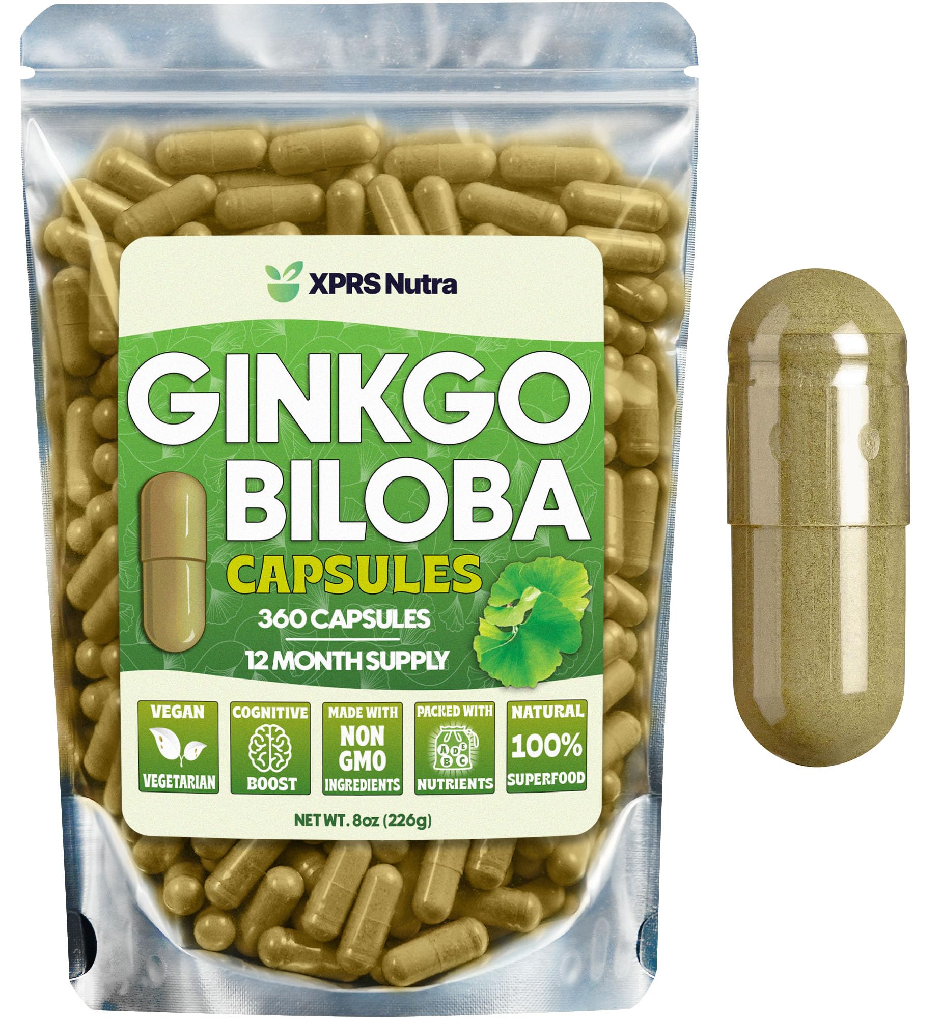 XPRS Nutra Ginkgo Biloba Capsules, 360 Count