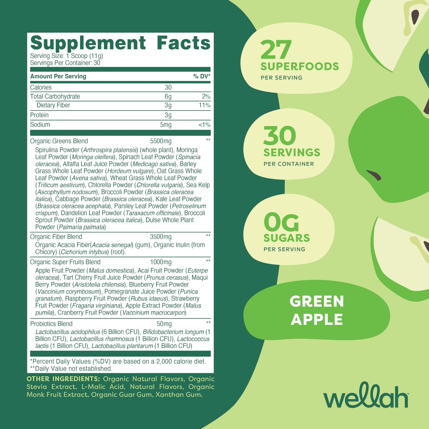 Wellah Leaf Laugh Love Super Greens Powder, 11.9 Ounce