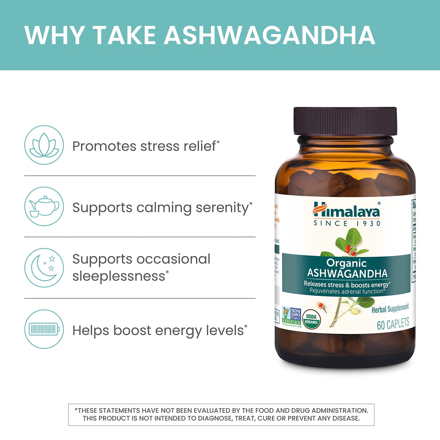 Himalaya Organic Ashwagandha Root Capsules, 120 Capsules