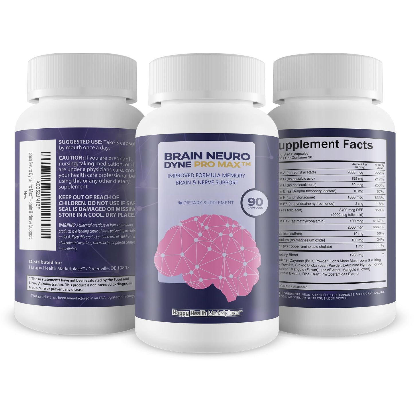Happy Health Marketplace Brain Neuro Dyne Pro Max Capsules 90 Count