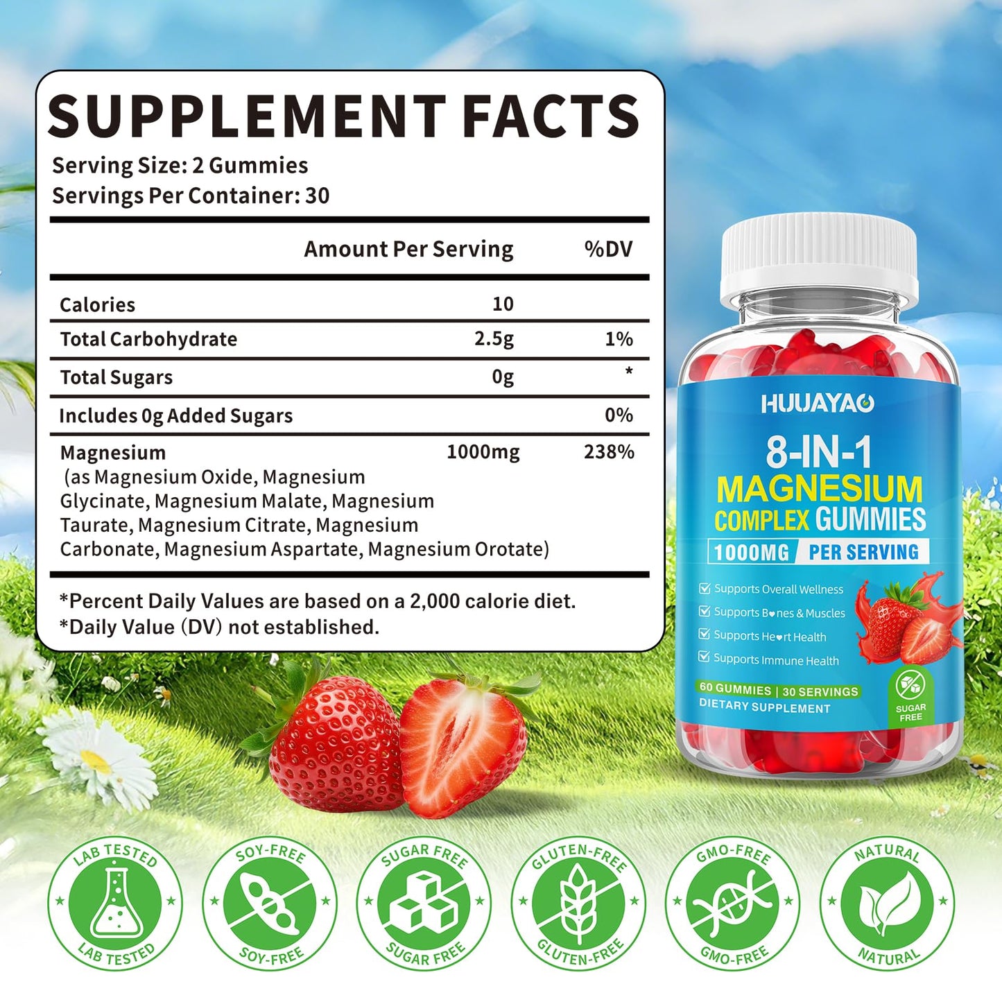HUUAYAO Magnesium Complex Gummies 120 Count
