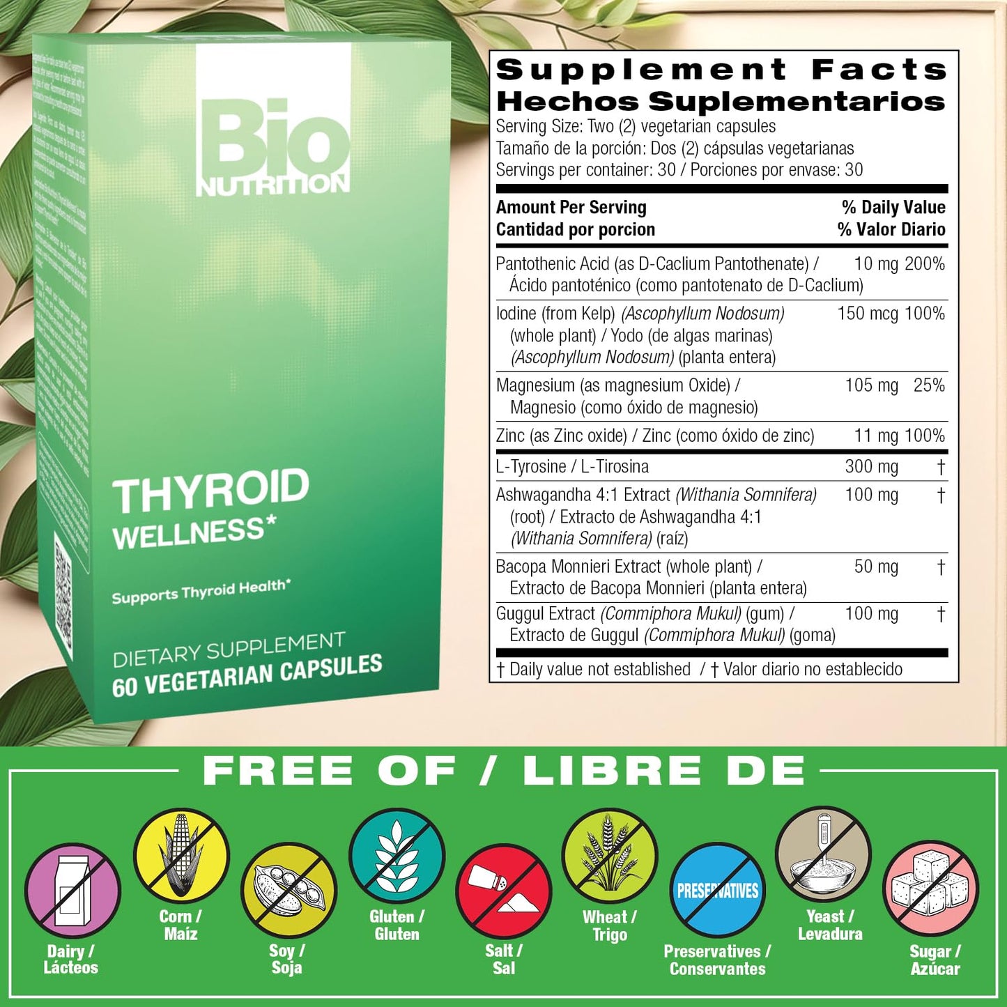 Bio Nutrition Thyroid Wellness Vegetarian Capsules 60