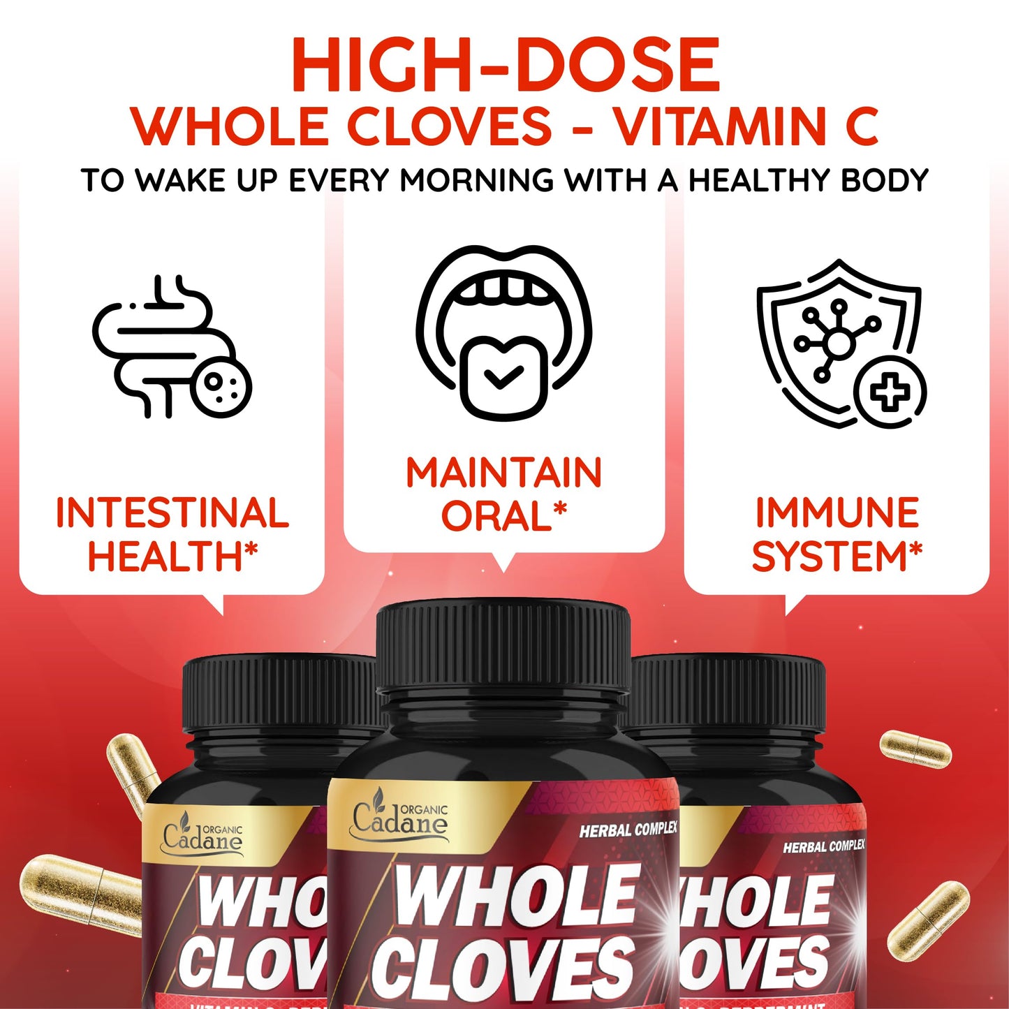 Organic Cadane 6in1 Whole Cloves Herbal Supplement Capsules 90 Count