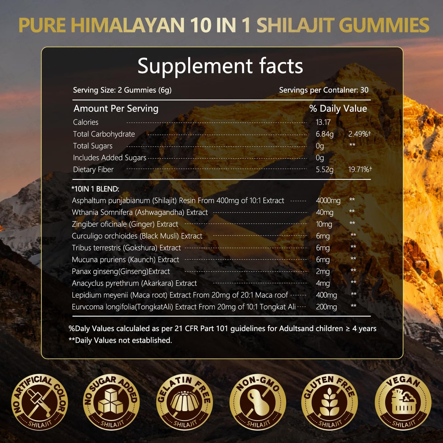 JIAPAI Himalayan Gold Shilajit Gummies 60 Count