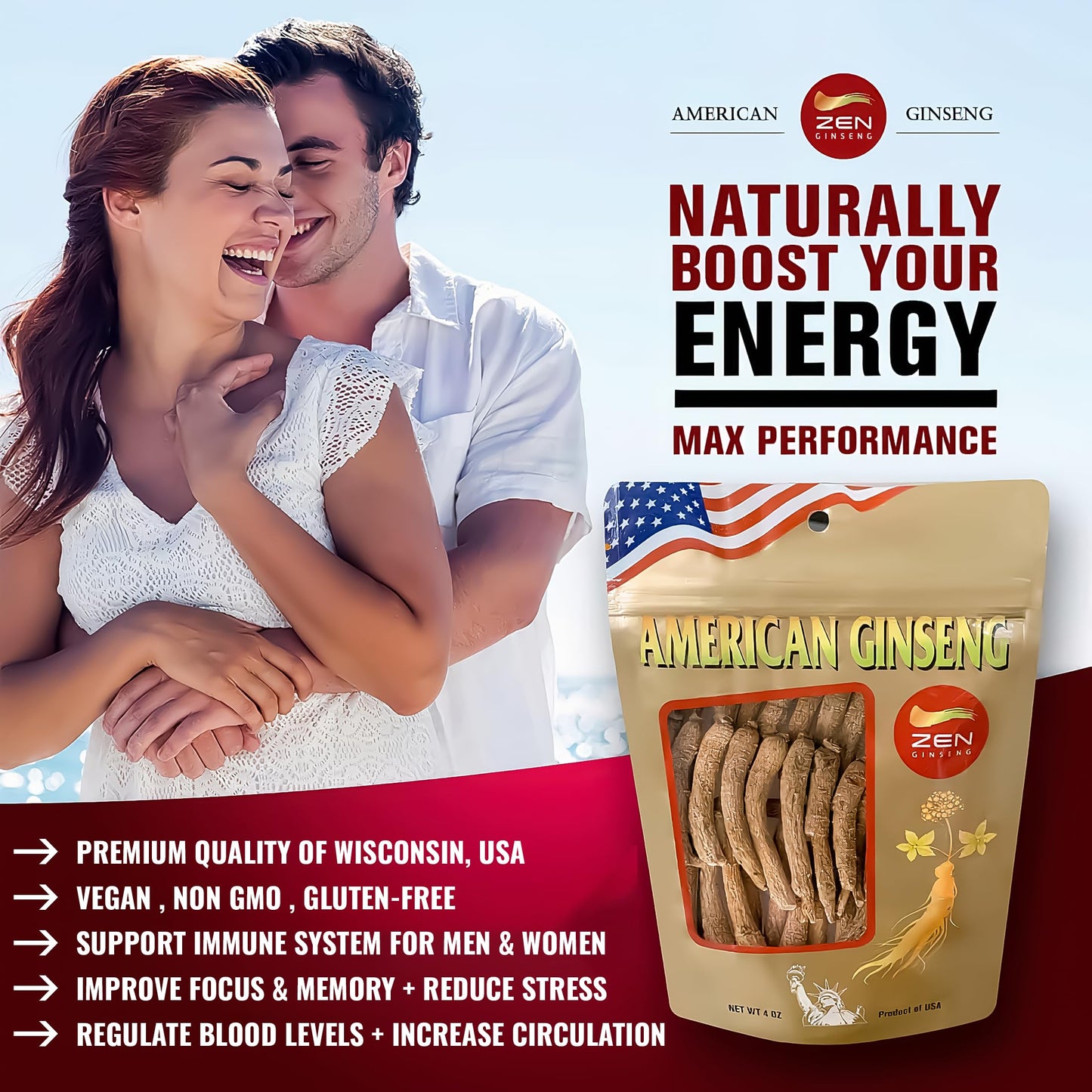 Zen Ginseng American Wisconsin Ginseng Powder 4 oz