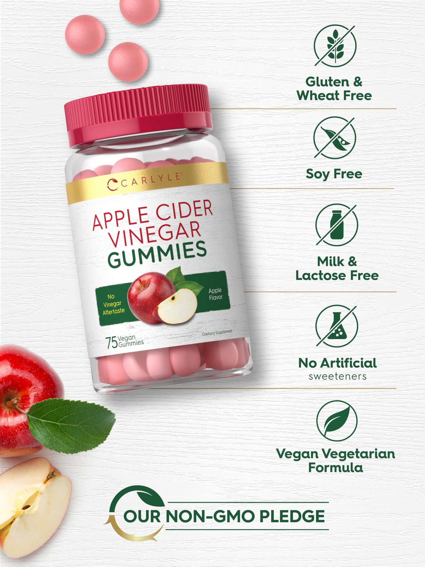 Carlyle Vegan Apple Cider Vinegar Gummies 75 Count