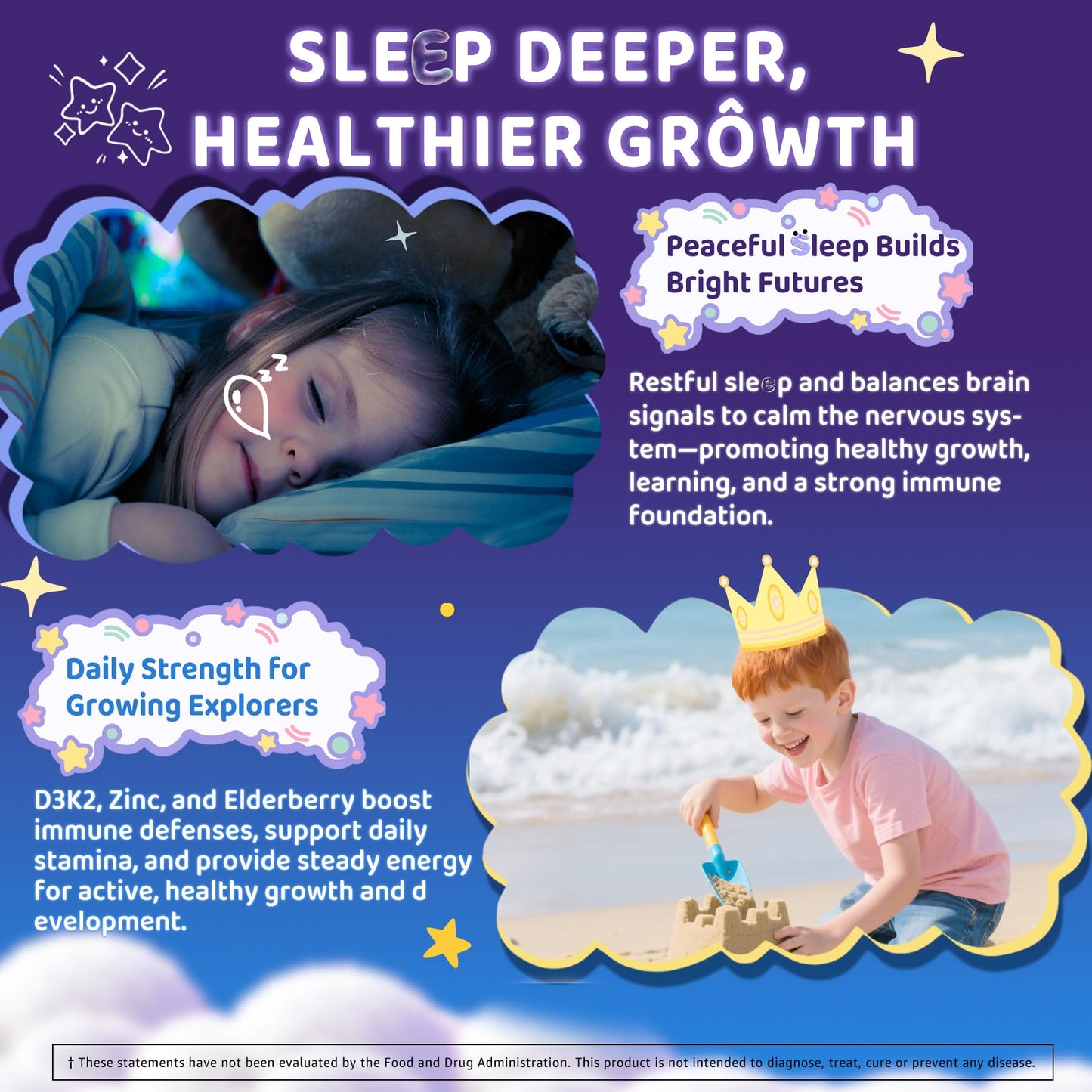 ELLAMENTZ Kids Sleep Gummies, Gummy, 60 Count