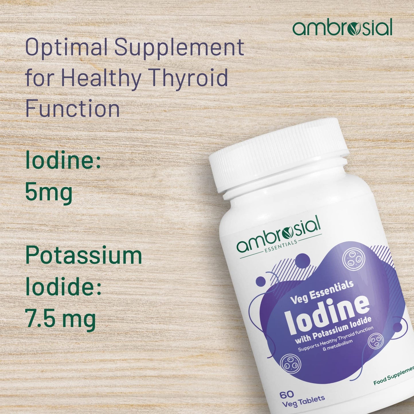 Ambrosial Iodine 5000mcg Tablets, 60 Count