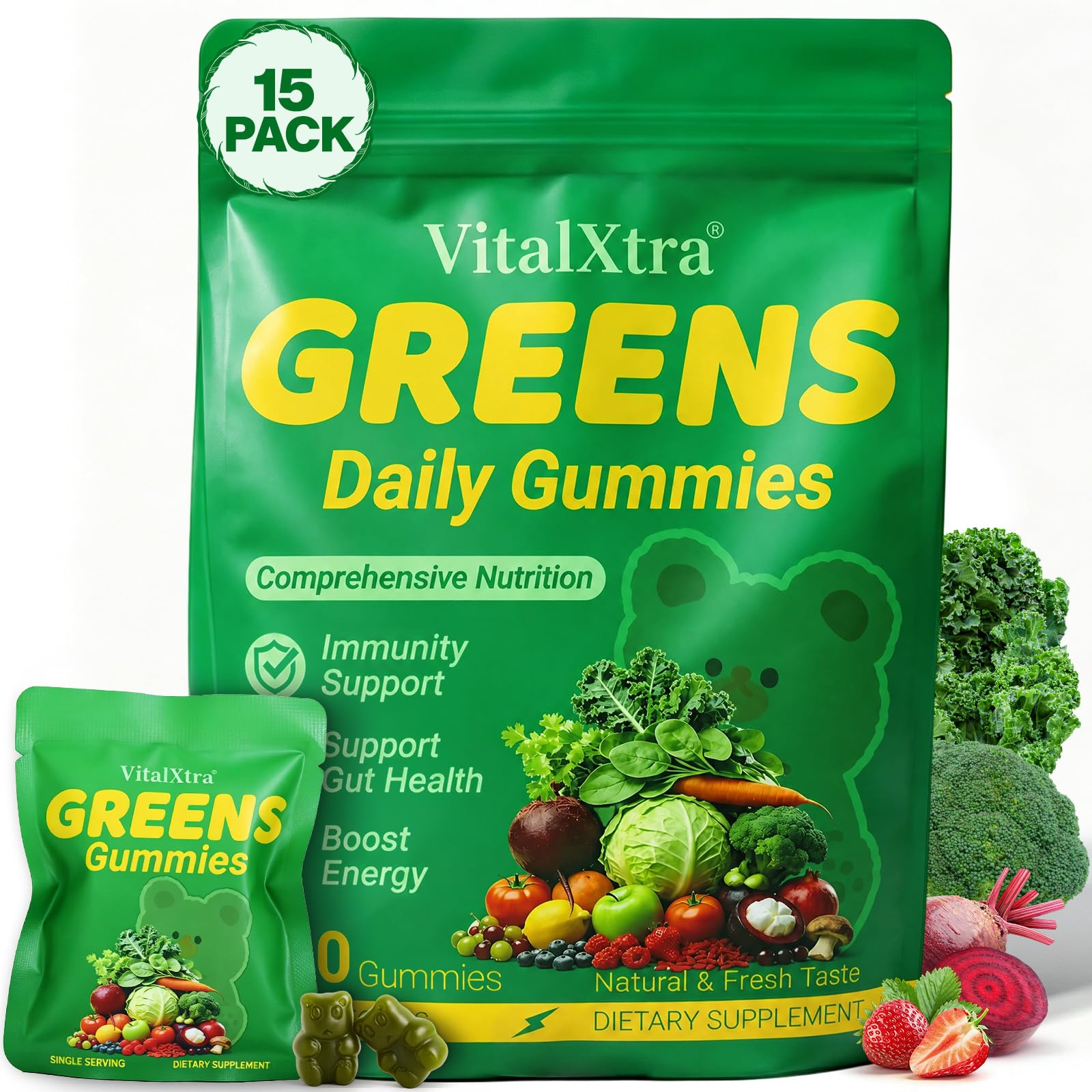 VitalXtra Greens Gummies 120 Count
