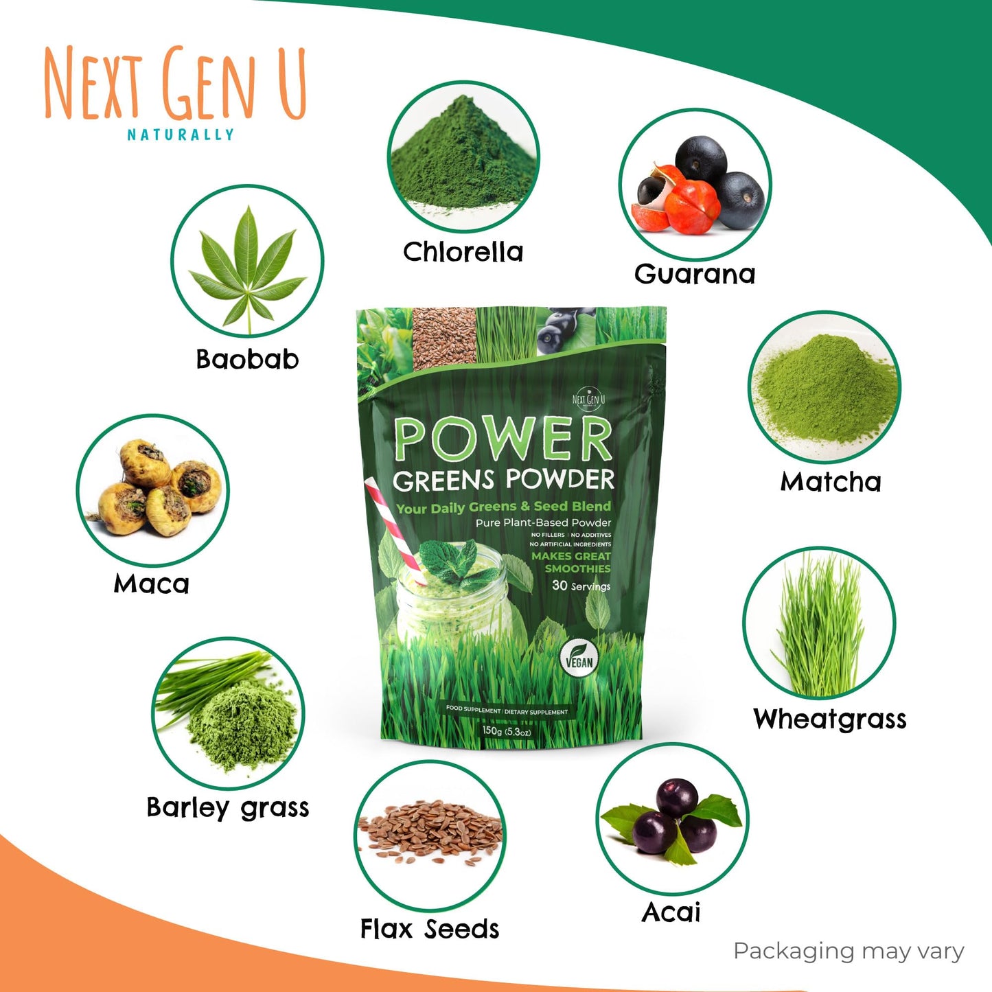 NGU Next Gen U Super Greens Powder, 5.3 oz