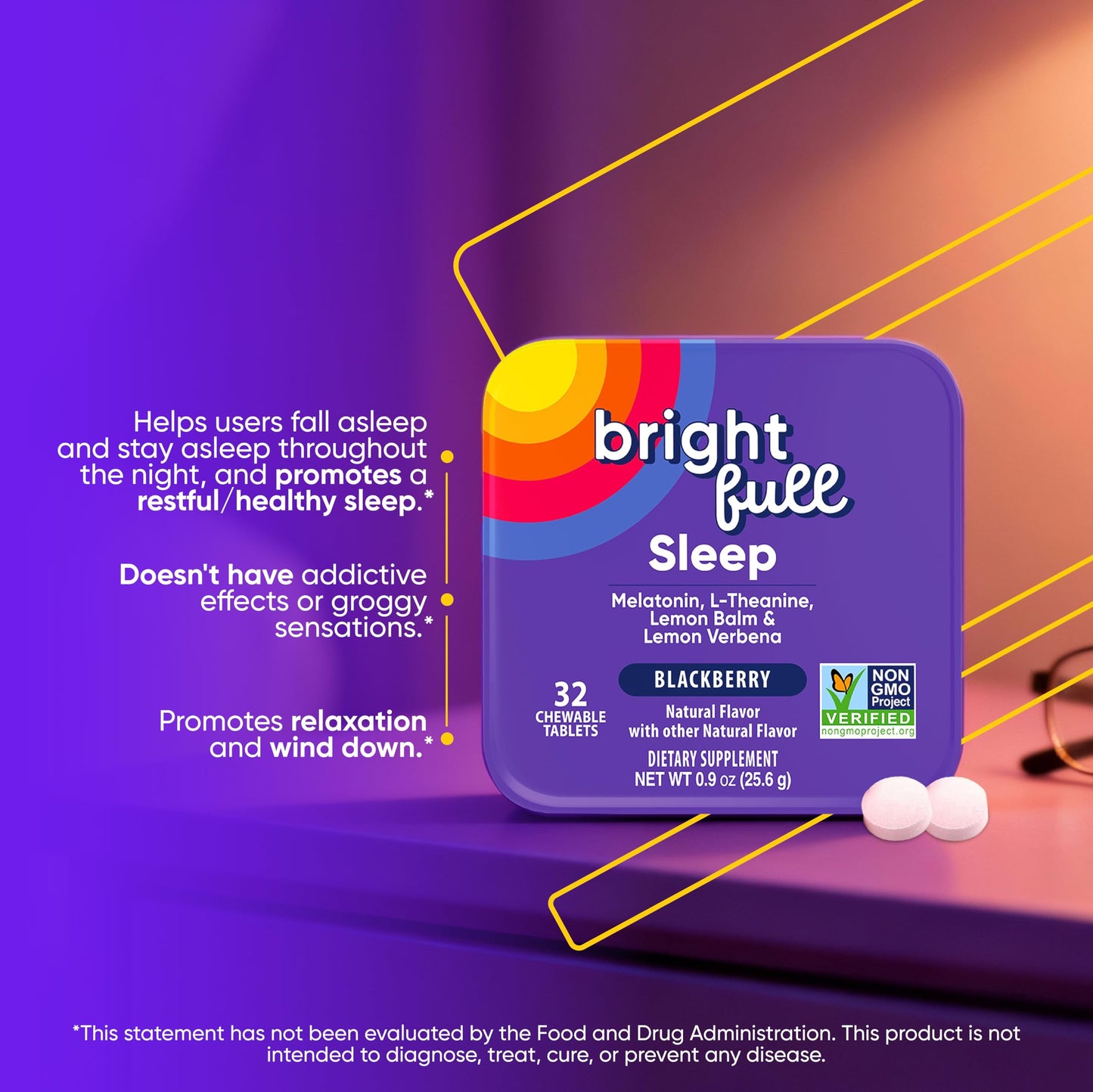 BRIGHTFULL Sleep Chewable Tablets 32 Count